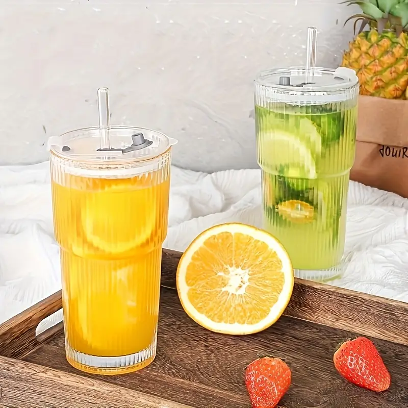 2pcs 600ml 20oz large capacity glass cups durable glass cups safe to freeze very suitable for drinks such as juice tea milk etc perfect gifts for on valentines day womens day and fathers day Product details 1
