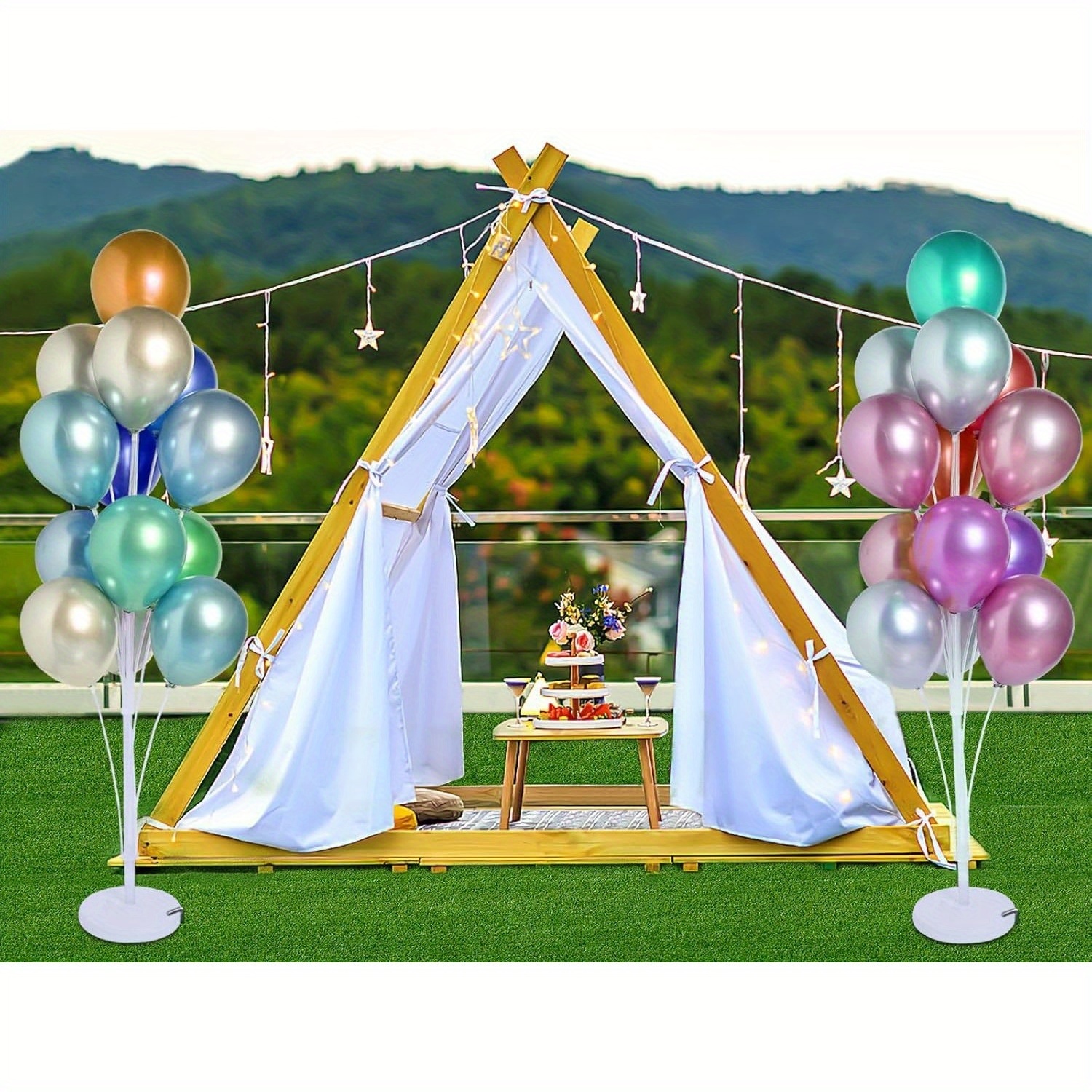 Image of Balloon Stand For Celebrations 19 Capacity 160cm Tall, Easy To Assemble Decorative Display For Wedding Anniversaries, Balloons Separately, Event And Party Supplies, Party Photo Booth Props