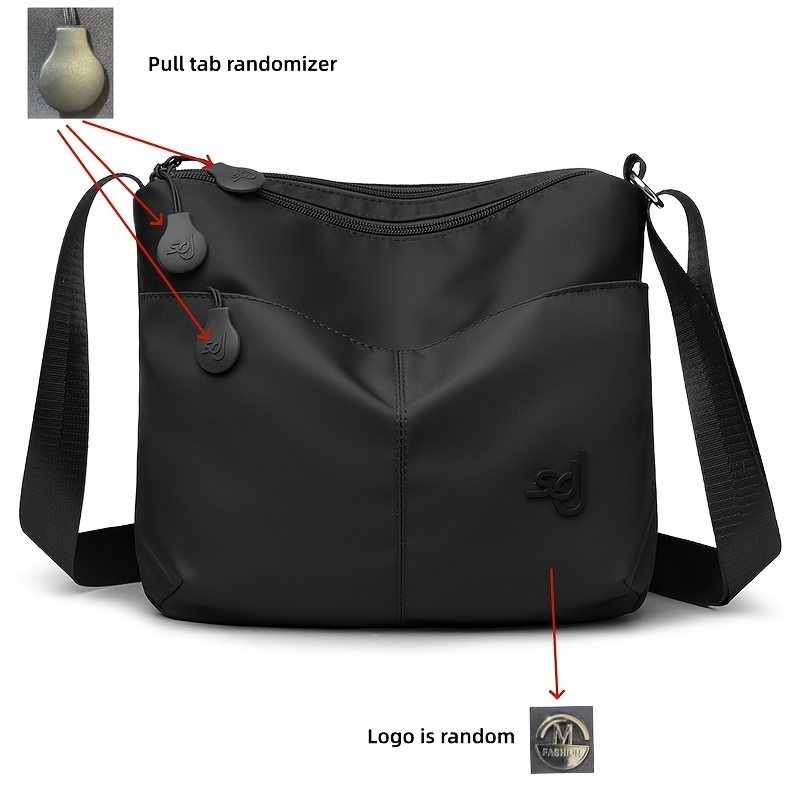 TEMU Women's Body Bag Nylon Lightweight Large Capacity Multi-pocket Multi-zipper Shoulder Bag Casual Backpack