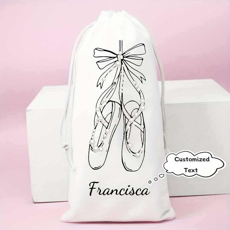 TEMU 1 Sac de Rangement Personnalisé pour Chaussures de Danse - Chaussures de Ballet Personnalisées, Sac à Cordon en Toile Imprimée, Sac de Rangement