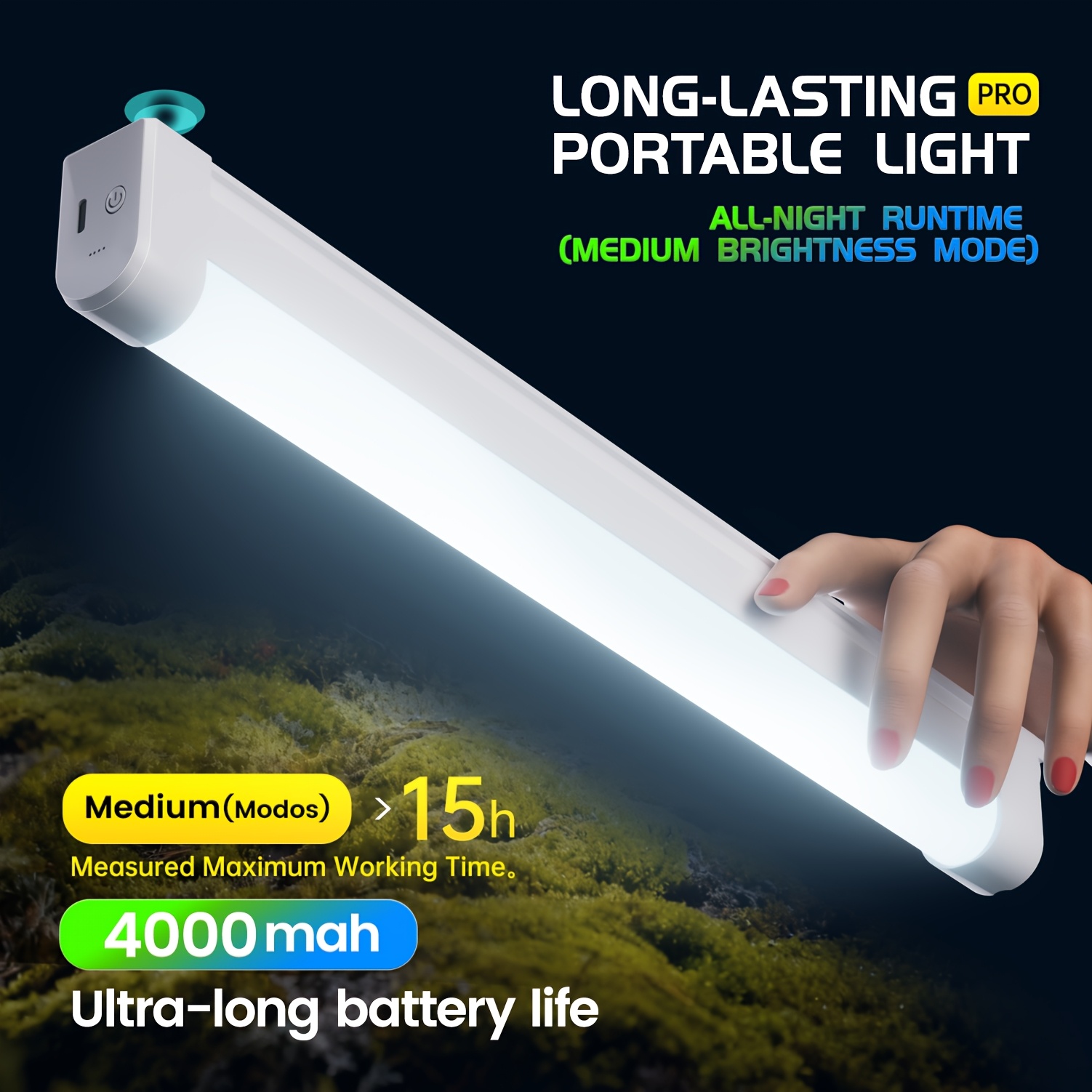 Image of Newly Upgraded High-capacity Led Portable Light. Usb Rechargeable, Ultra-long , With Magnetic & Hook For . Ideal For Emergency Outage Lighting, Camping, Makeup Mirror Fill Light, Truck Interior