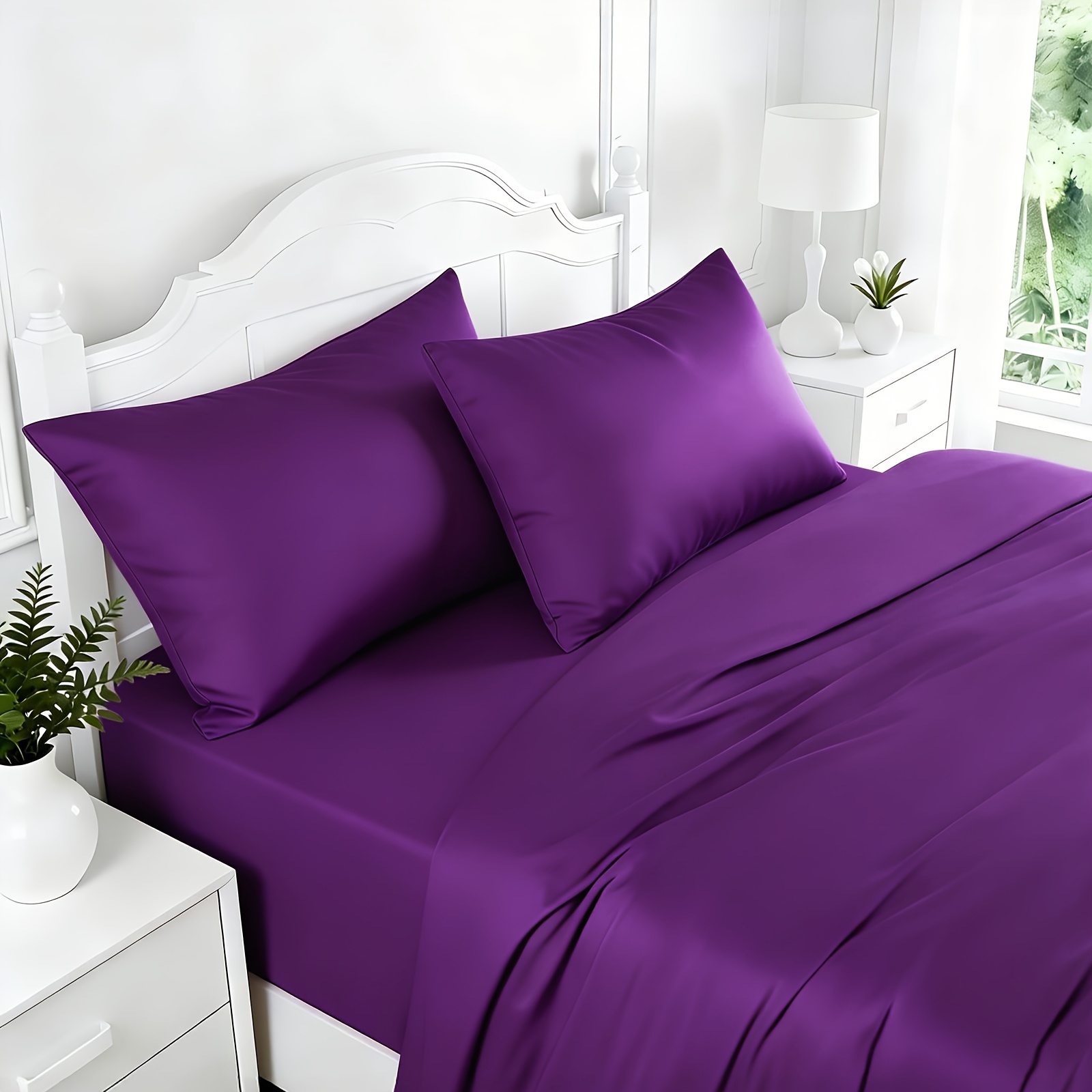 TEMU Extra Deep Pocket Cooling Bamboo 4pcs Bedding, Breathable For Sweaty Hot Sleepers, Kids Pillowcases And Sheets Optional, Perfect Family Gift,
