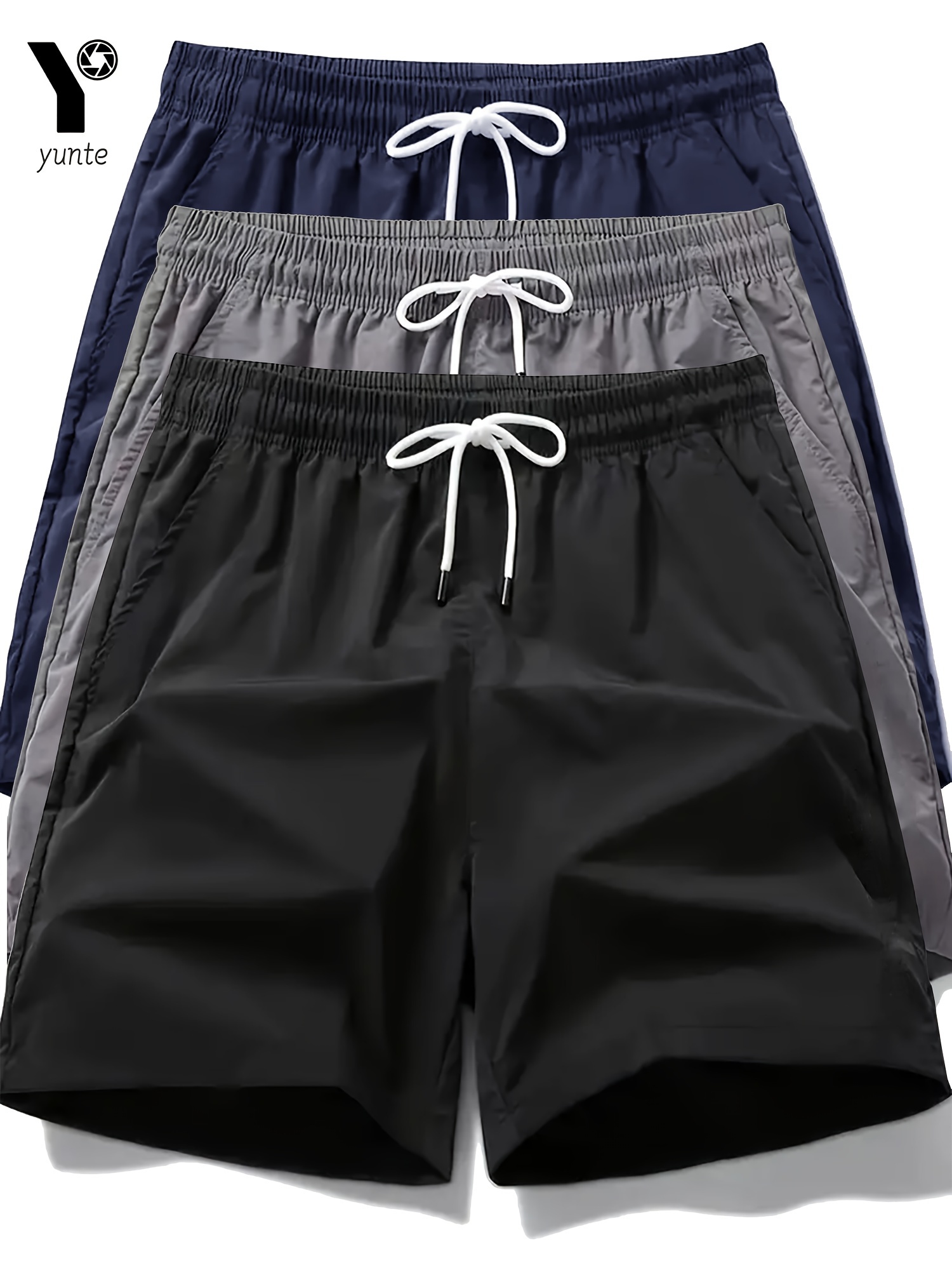 mens black blue athletic shorts loose fit quick dry elastic waistband with drawstring pockets ideal for training sports shorts elastic waistband shorts fabric details 0