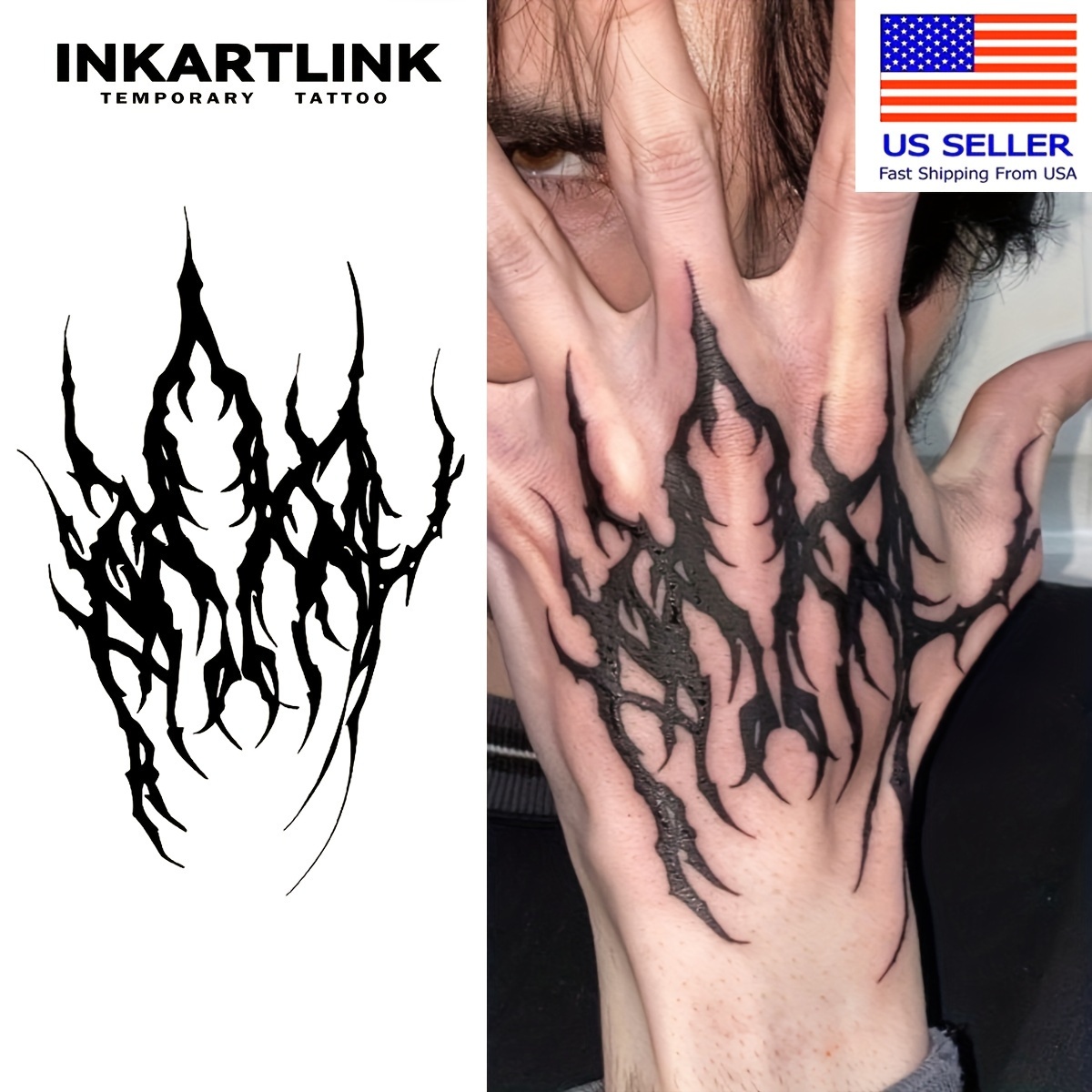 

Inkartlink , 2 Sheets Large Semi Permanent Tattoo, Adult Art Design Temporary Tattoos, Lasts 1-2 , Waterproof, Realistic Look, No Adhesive, No