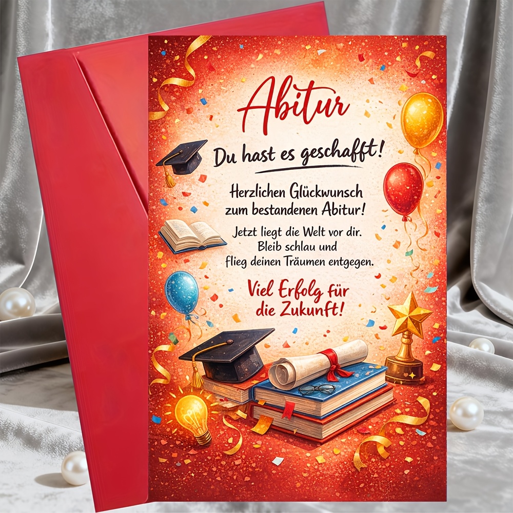 E-shop 1 Grußkarte + 1 Umschlag -Abschlusskarte Glückwunsch es geschafft Deutscher Text Glückwunsch-Geschenk für Absolvent von Eltern Freunden Kollegen