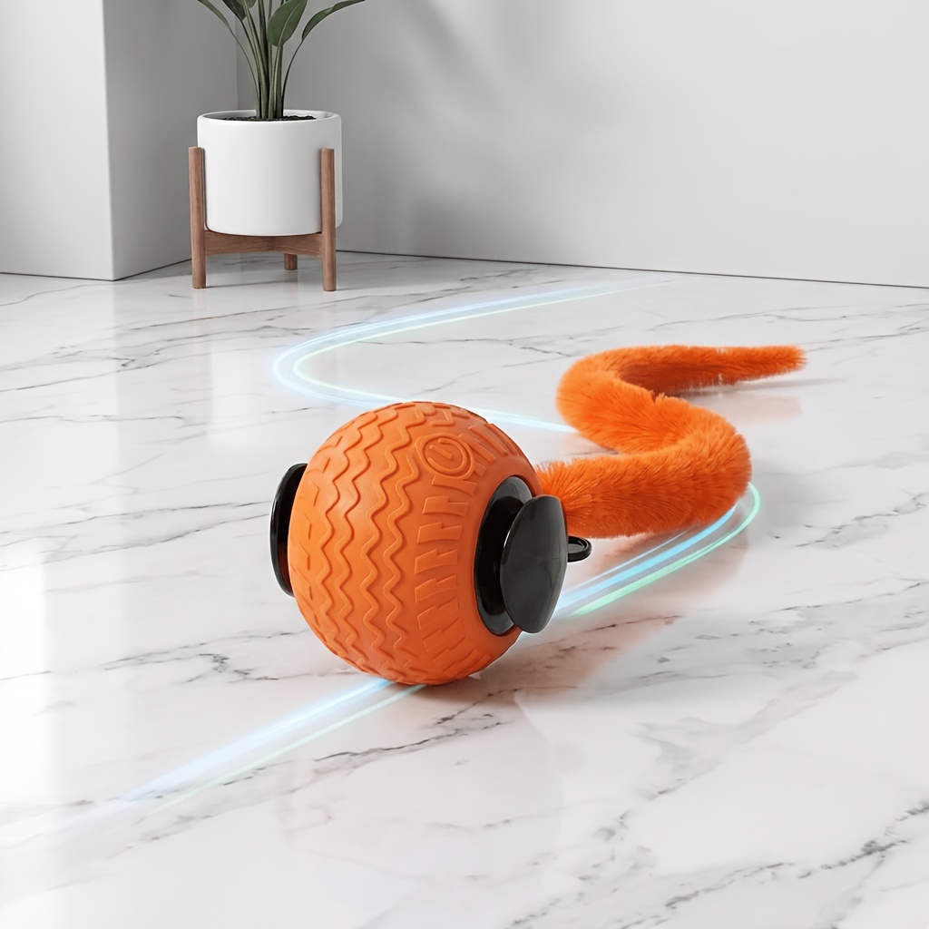 TEMU 1pc Indoor Cat Toy, Interactive Toy For Bored Adult Cats, Automatic Fast Ball Interaction, Electronic Rolling Ball Pet , Tail Ball For Kittens