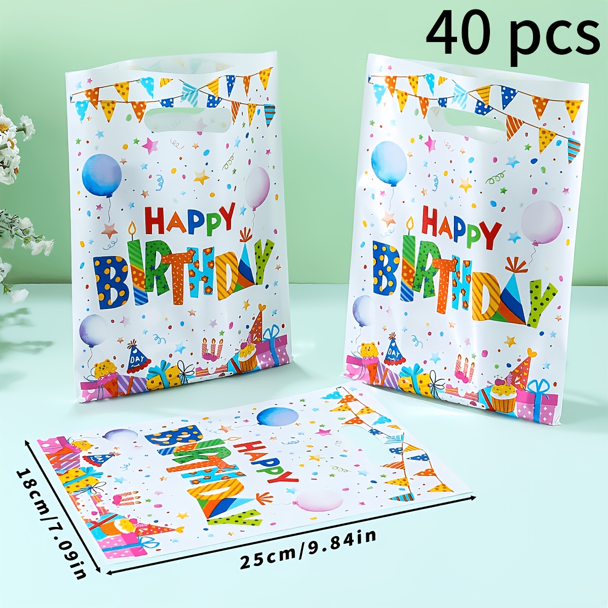 TEMU 20/40 sacchetti regalo "", sacchetti regalo portatili a tema compleanno, sacchetti di plastica, carta e vetro, borse, decorazioni per feste di