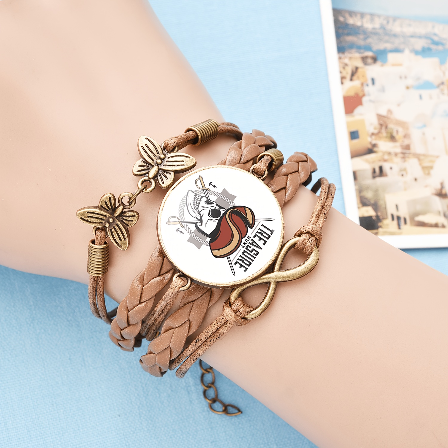 Embossed Openwork Butterfly Woven Bracelet, Unique Design