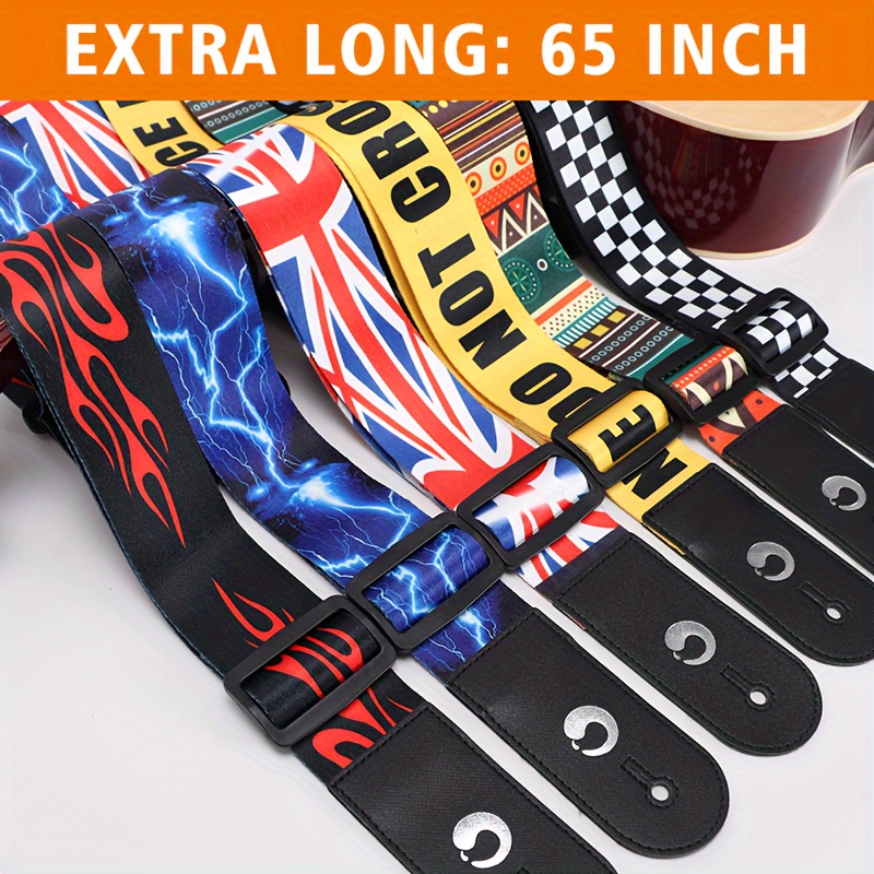 

165cm/65inch Extra Long Guitar Strap With Pu Leather Ends For Acoustic Guitar, Electrical Guitar And Bass Guitar