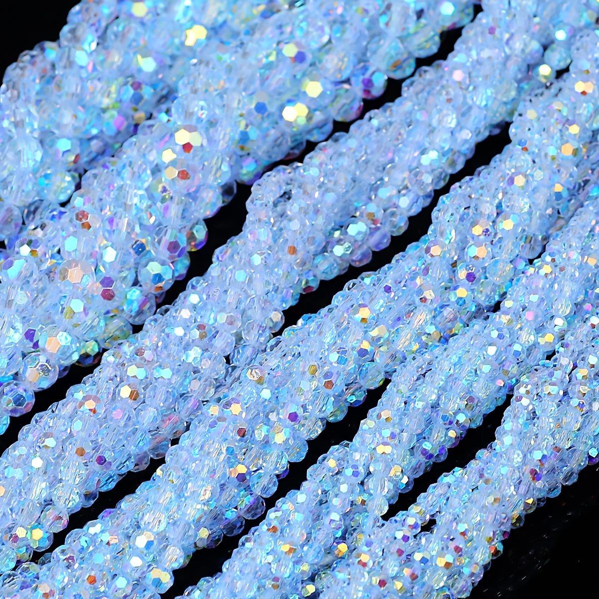 TEMU 78 pz Perline di Vetro Blu da 6 mm - Sfaccettate Perforate ad Lucido Adatte per Creazione di Gioielli Fai da Te, Scintillanti Adatte per