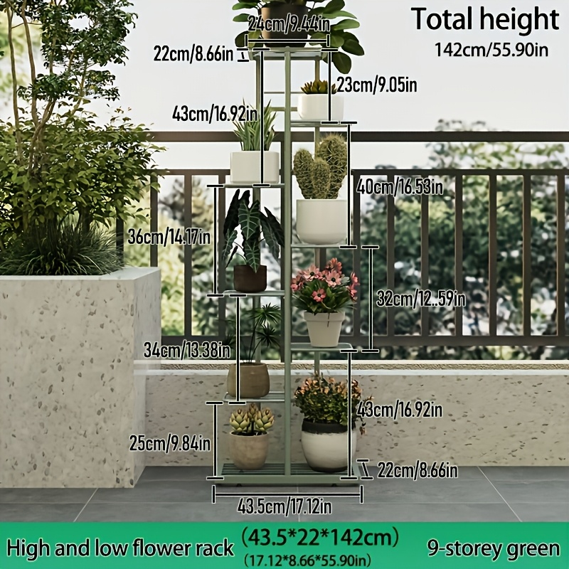 TEMU Soporte para flores de hierro verde de , 1 pieza, estante de hierro para macetas de interior, para y , soporte práctico