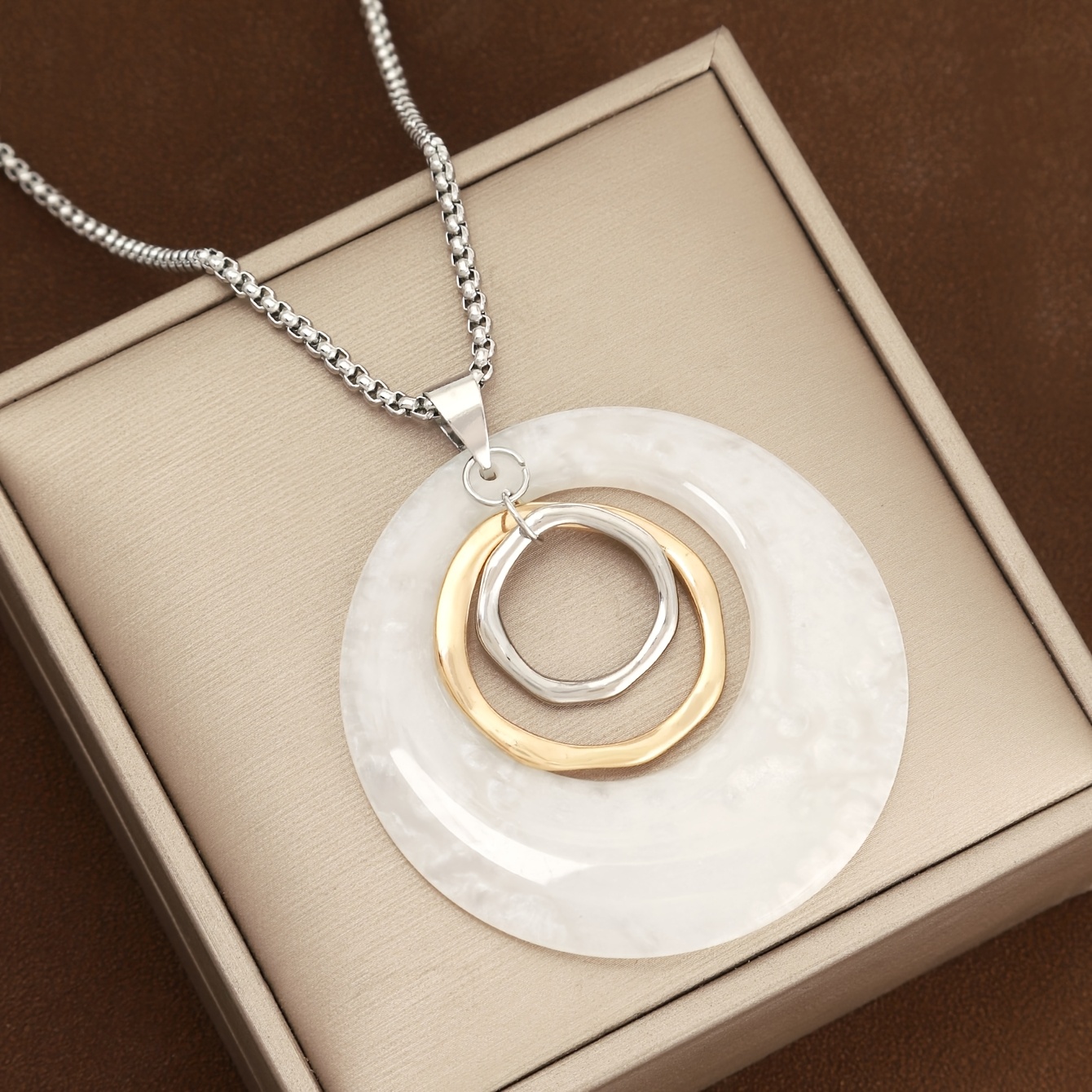 Geometric Water Drop Pendant Necklace, Retro Style