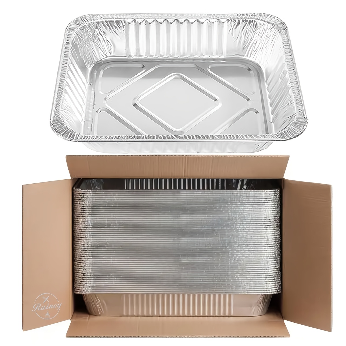 TEMU Aluminum Pans Foil Pans, 60 Pack 9 X 13 Disposable Half Size Tin Pans Heavy Duty Foil Trays Food Containers For Cooking, Baking, Roasting,