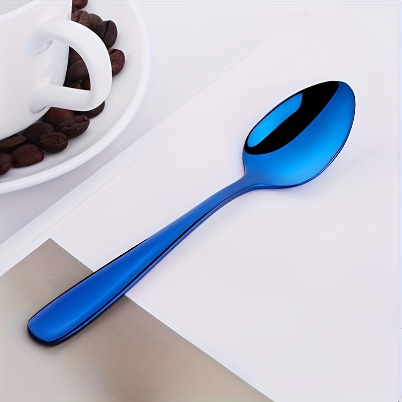 E-shop Ein bunter Edelstahl-Kaffeelöffel, /5,51 Zoll, kleiner Teelöffel, Rührlöffel, Esslöffel, Eistee-Löffel, Eiscreme-Löffel, Esslöffel,