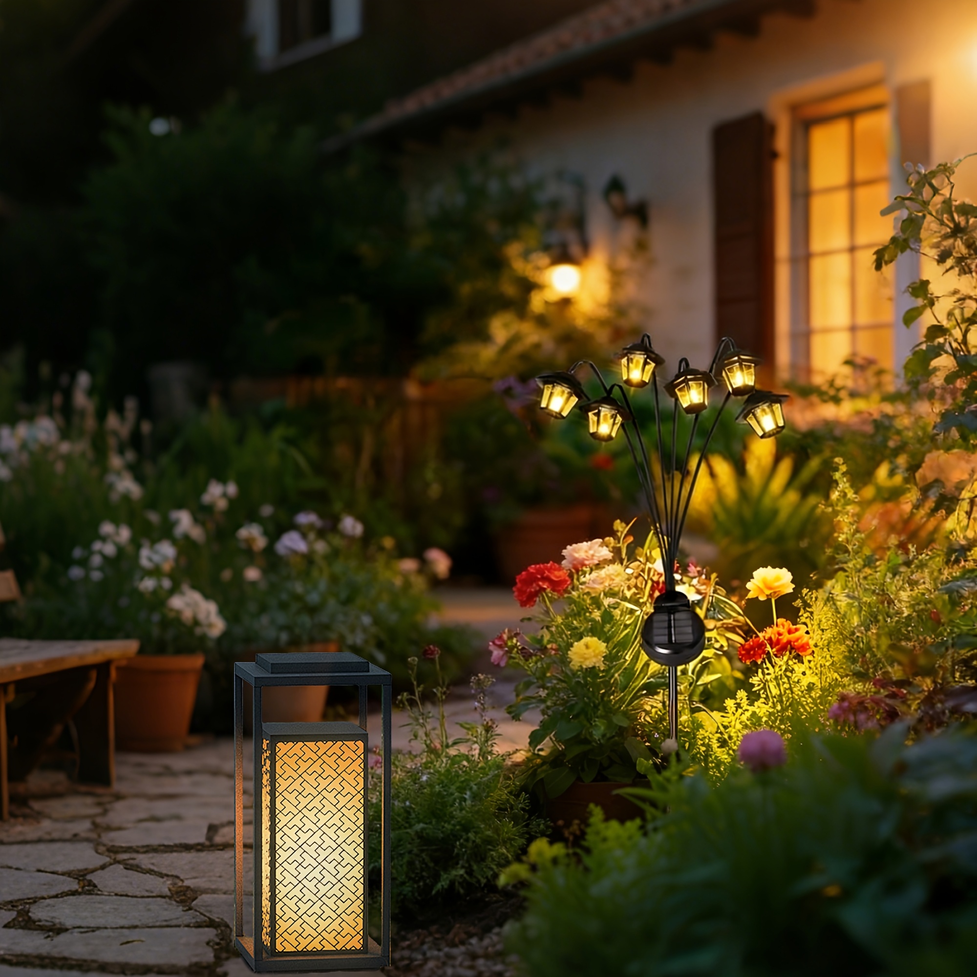 TEMU da esterno a energia solare stile palazzo vintage, 1 pezzo, luce , lampada a 6 LED, specifica per l'illuminazione dei del , manufatto decorativo