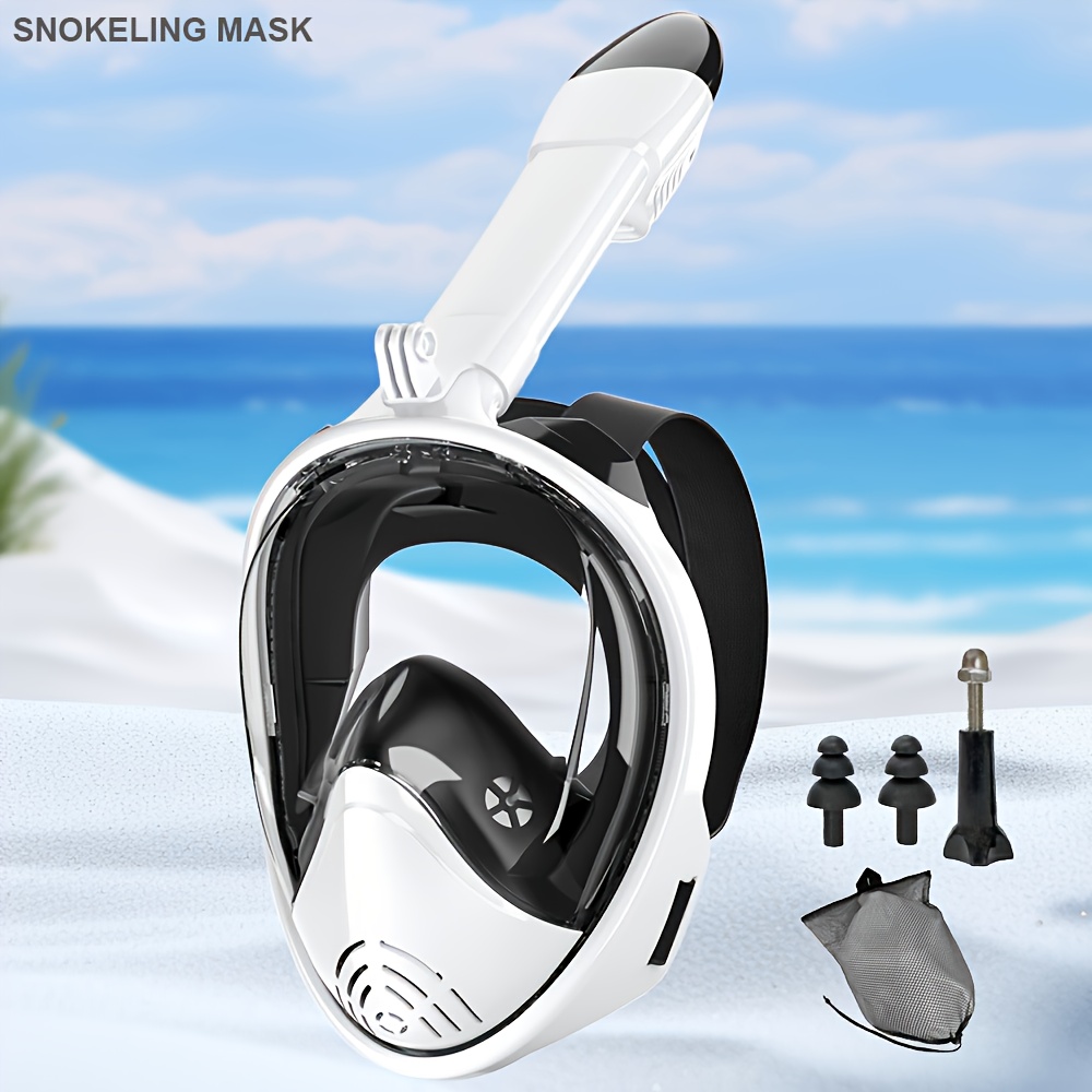 1pc JoyMaySun Full Face Snorkeling Mask with Camera Holder - Anti-Fog & Leakproof 180° Panoramic Goggles, Large Frame Silicone Swim Glasses Set for Adults, Scuba, Snorkeling, Freediving (No- Design)