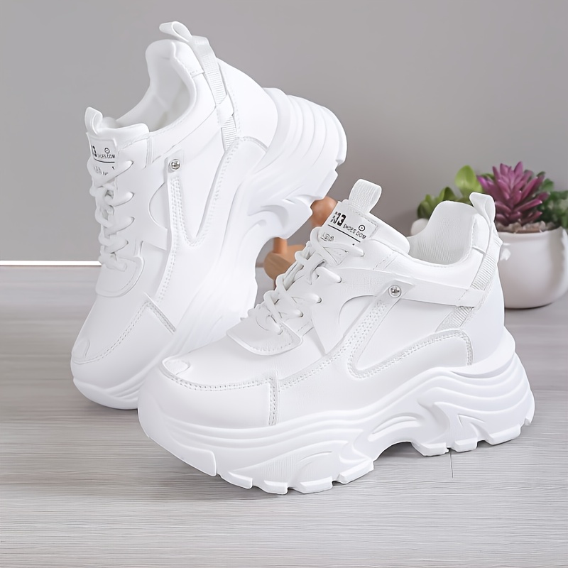 Women's Fashion All-White Platform Sneakers