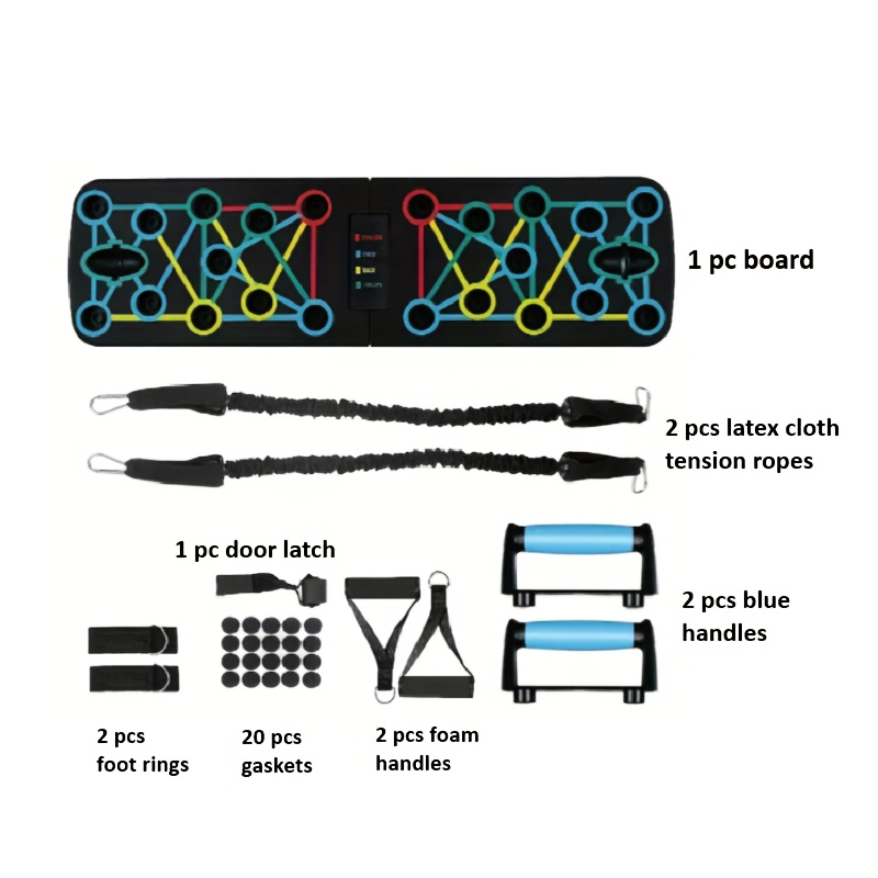 Multifunctional Folding Push-Up Board, Chest Muscle Training Auxiliary Equipment, PP Material - No Charging Required, Portable Home Fitness Equipment, Suitable for Full Body Exercise, Push-Up Bar, with Resistance Band, Home Gym Push-Up Bar, Floor-Type Push-Up Handle, Professional Strength Training Equipment, Professional Training Kit, Foldable Push Bar And Resistance Band, Home Fitness Equipment, Chest And Arm Muscle Training, Strength Training