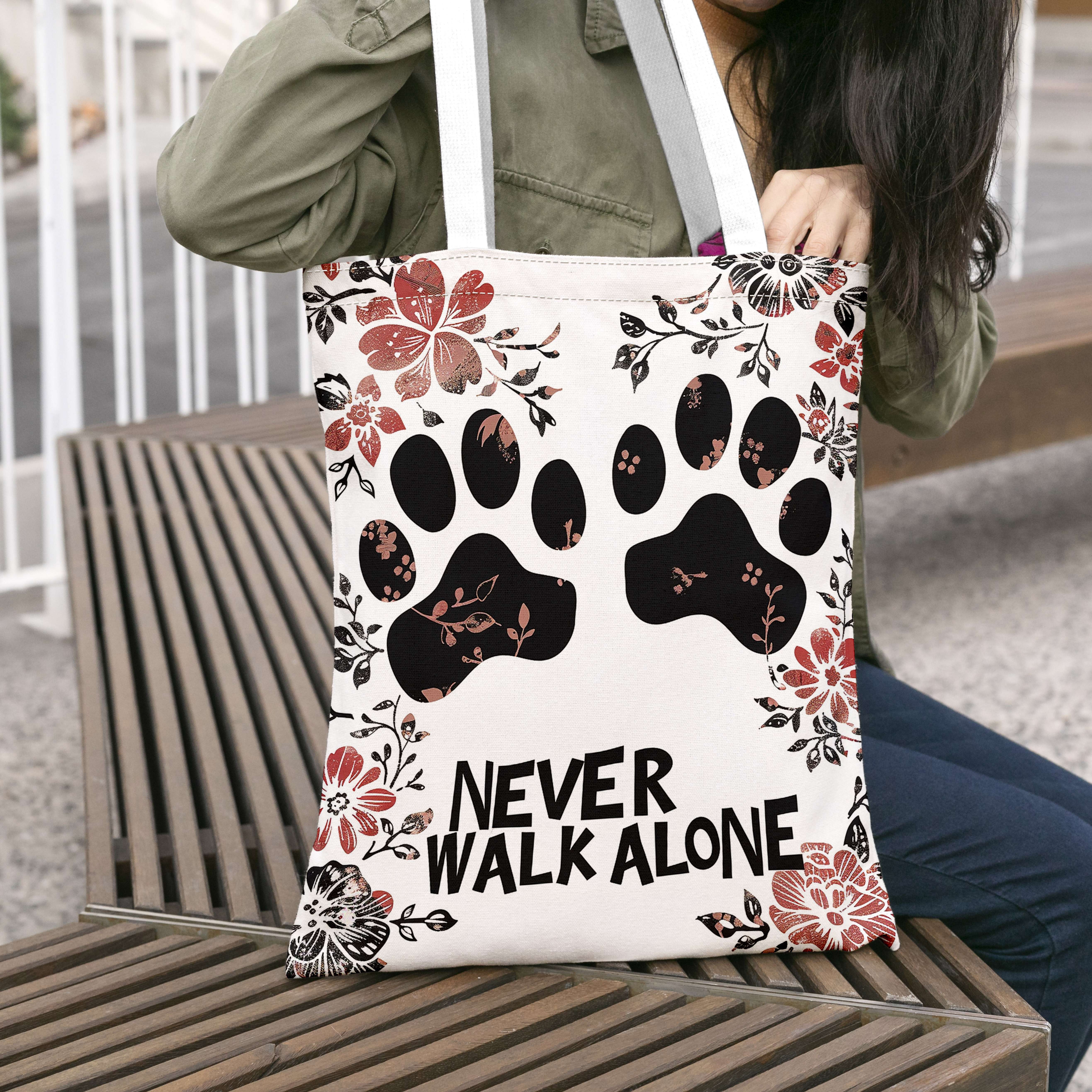 Image of Footprint Theme, Large-capacity Convenient Bag With Wilderness , Suitable For Pet Supplies Shopping, Outdoor Carrying, And Daily Use, Affordable Shopping Bag, Women's Shoulder Bag