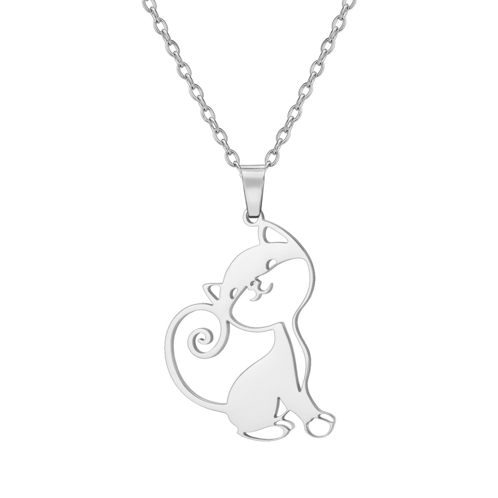Image of Made Of 304 Stainless Steel, This Easy Cat Pendant Necklace For Women Is A Minimalist Collar Chain Suitable For Everyday Wear For Men And Women, Making It A Great Gift For Holidays