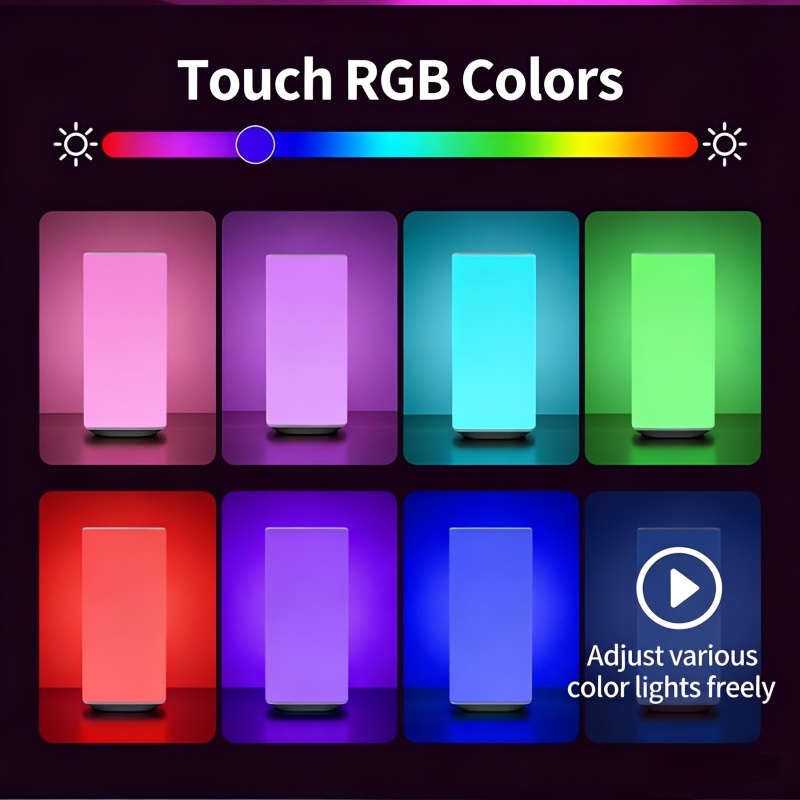 Square Night Light with RGB Gradient, Featuring Remote And Touch Control, Adjustable Brightness And Timing Functions, Various LED Lighting Modes, And a Large 3000Mah Rechargeable Battery, Perfect for Creating Ambiance in Bedrooms And Living Rooms