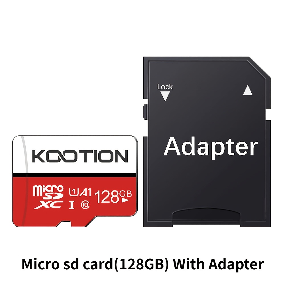 Image of Kootion 1pc Flash Tf Card With Adapter 256gb 128gb 64gb 32gb 16gb A1 C10 Compatible, Secure Storage For Tablets, Cameras, Mobile Phones, Laptops, Car Audio, Game Consoles (16gb & 32gb Without Adapter)
