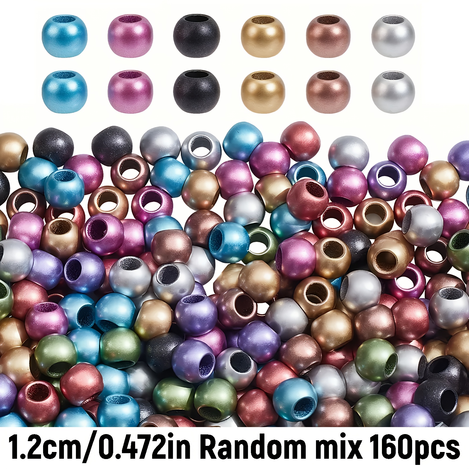 TEMU 160 Stk./240 Stk. 12 mm/10 mm Acryl Perlen mit großem Loch | Zufällige Farbe für Schmuckherstellung, Armband Halskette Material