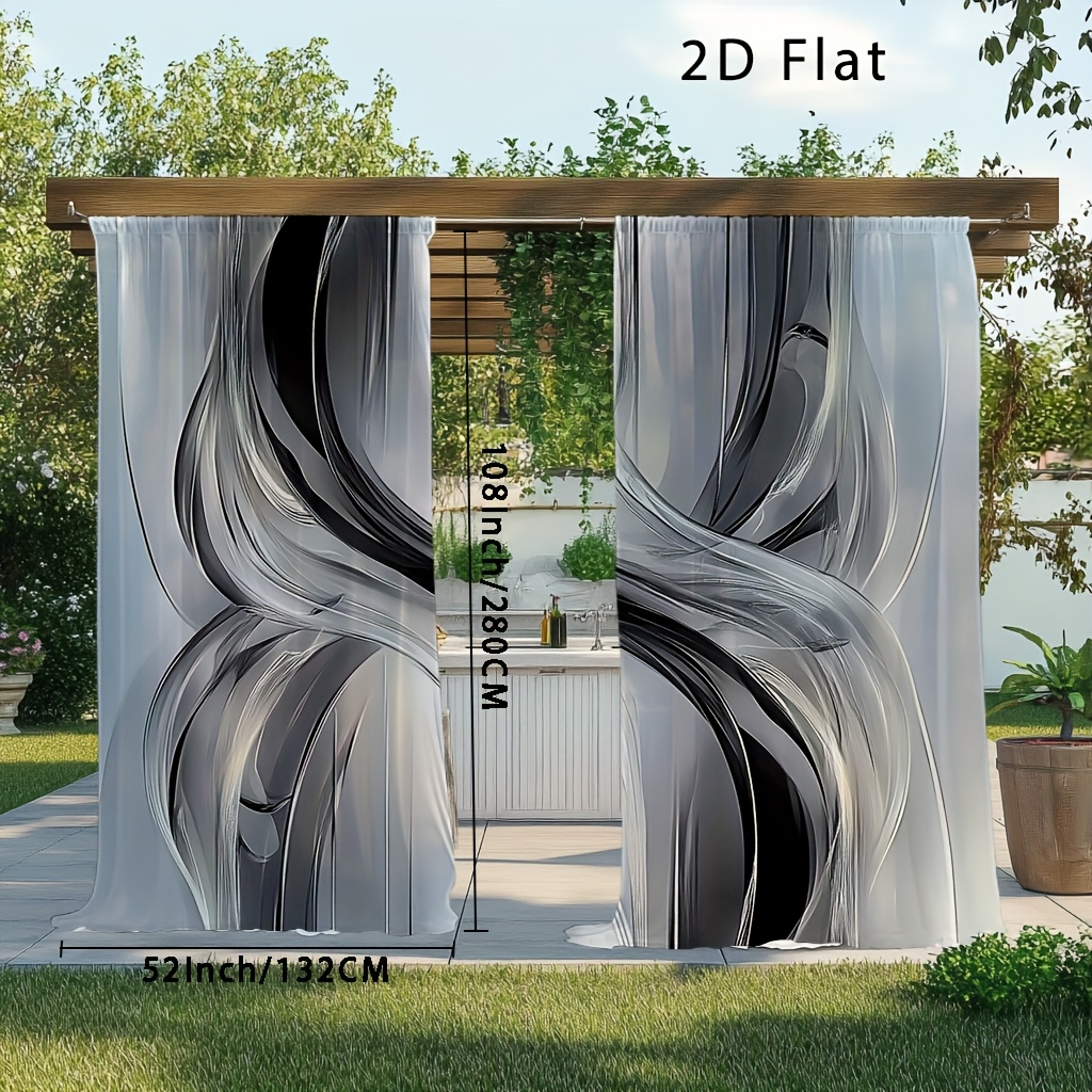 TEMU 2d Flat, 2pcs, 2d Flat Modern Geometric Pattern Curtains, Tulle Curtains, Large Curtains, Window Curtains Living Room, Door Curtains For Door