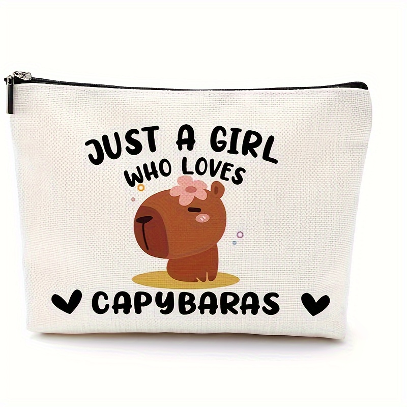 

Capybara Makeup Bag - Perfect Gift For Women & Girls, Linen Cosmetic Case, Ideal For , Birthdays &