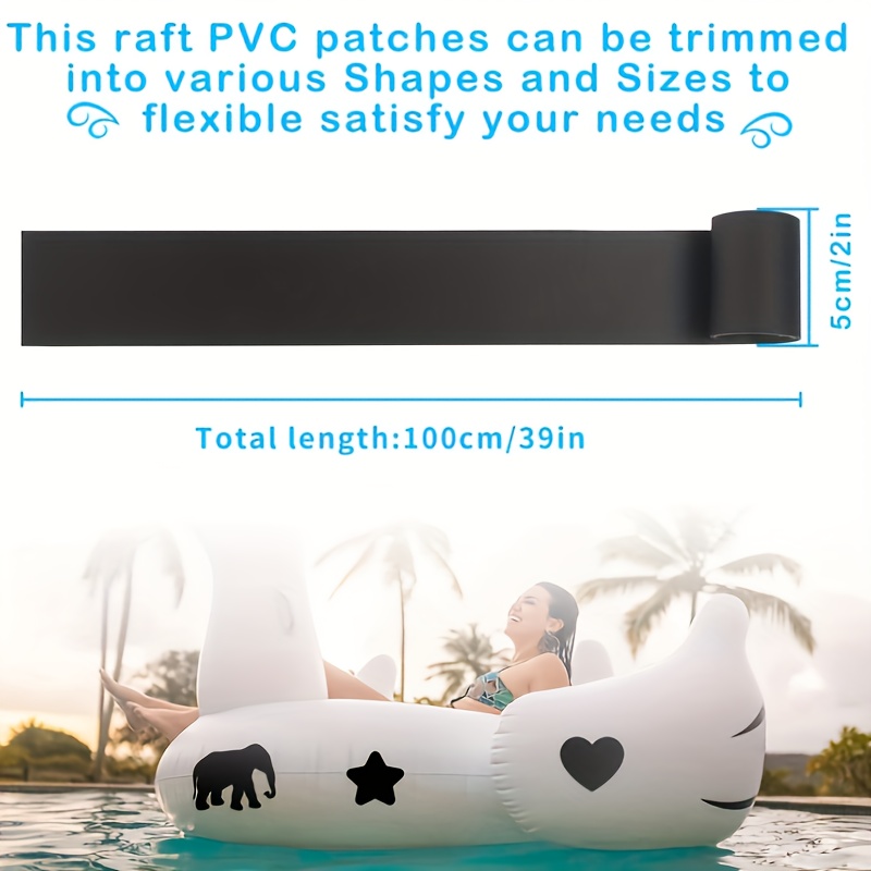 E-shop 1 Rolle Kajak-Flicken mit 2 Stück Schiffreparatur-Schabern, schwarze PVC-Raftflicken wasserdichte Bootsreparaturfüße Reparatursatz für