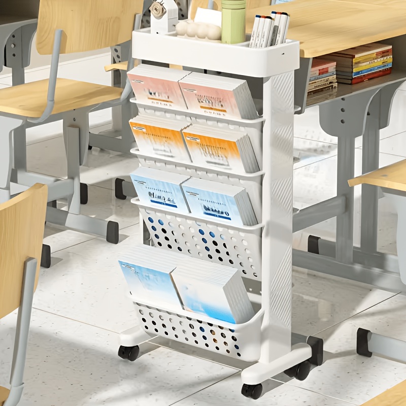 5-Layer Rolling Book Storage Box, Desktop Hanging Organizer