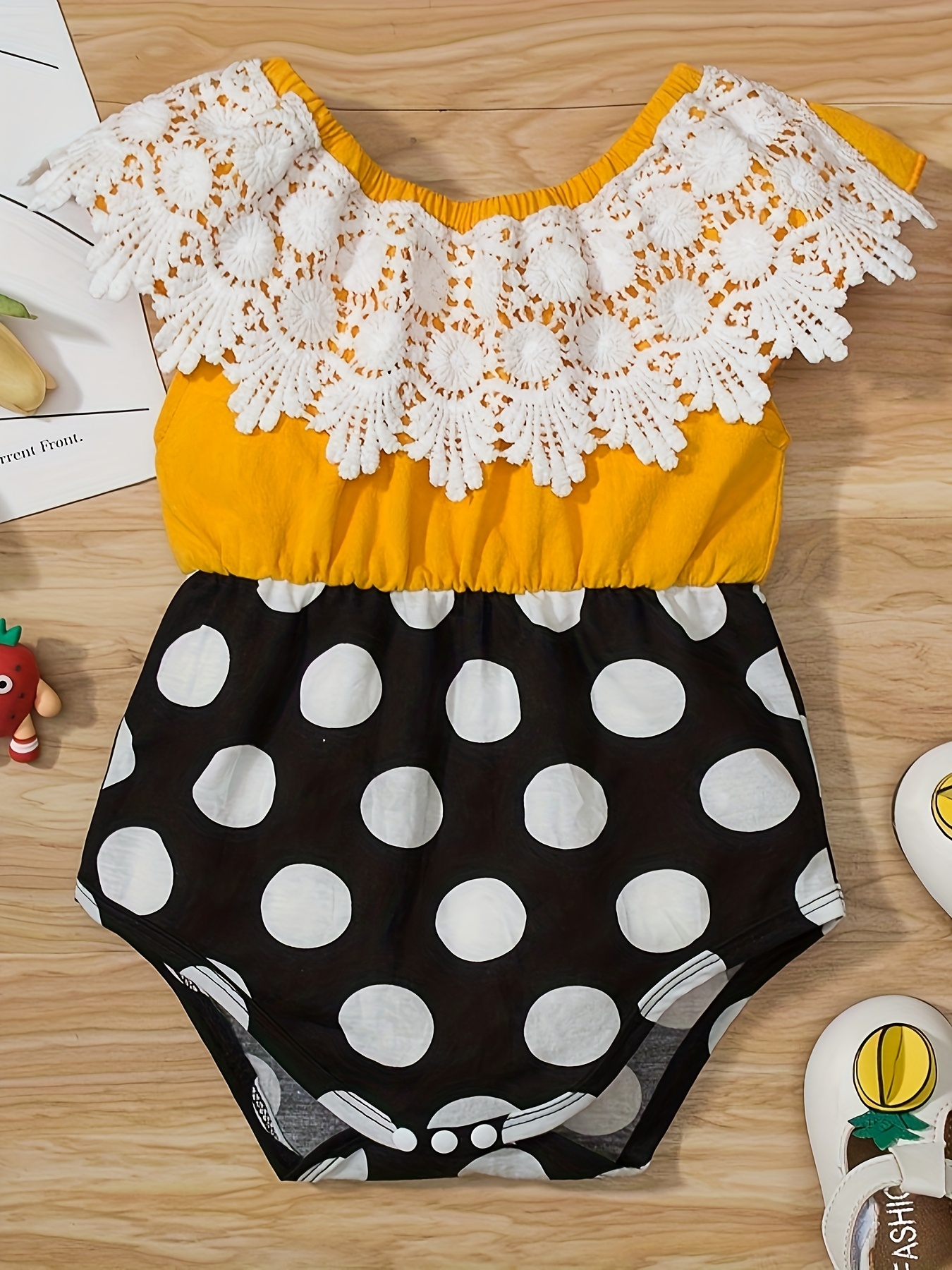 fashionable yellow polka dot print onesie baby Temu Mauritius