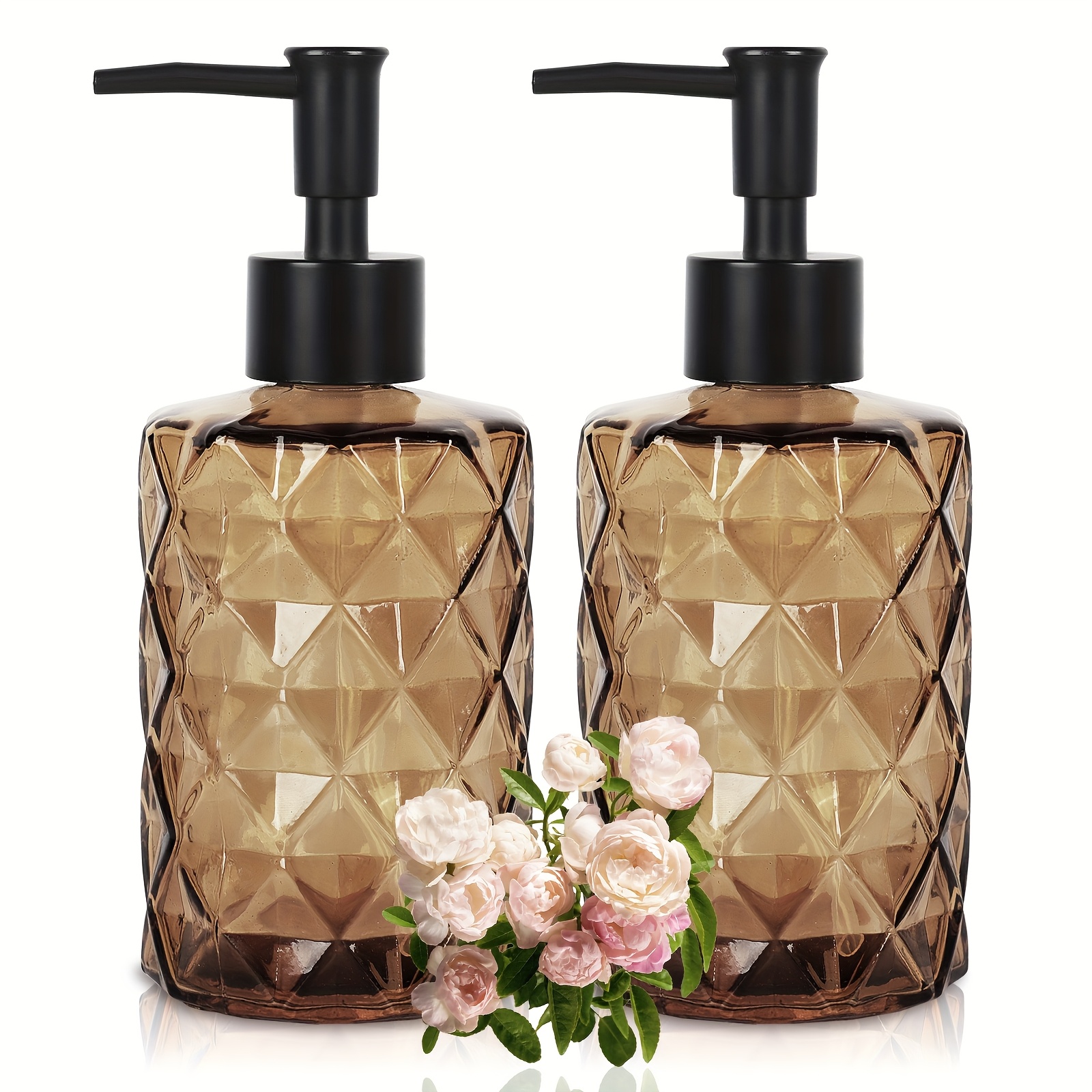 2pcs 400ml Luxury Glass Lotion Hand Bottle, Hand Bottle, Hand Dispensing Bottle, Glass Hand Bottle, Shampoo And Shower Gel Dispensing Bottle, Glass Lotion Hand Bottle, Press-type Soap Dispenser Bottle