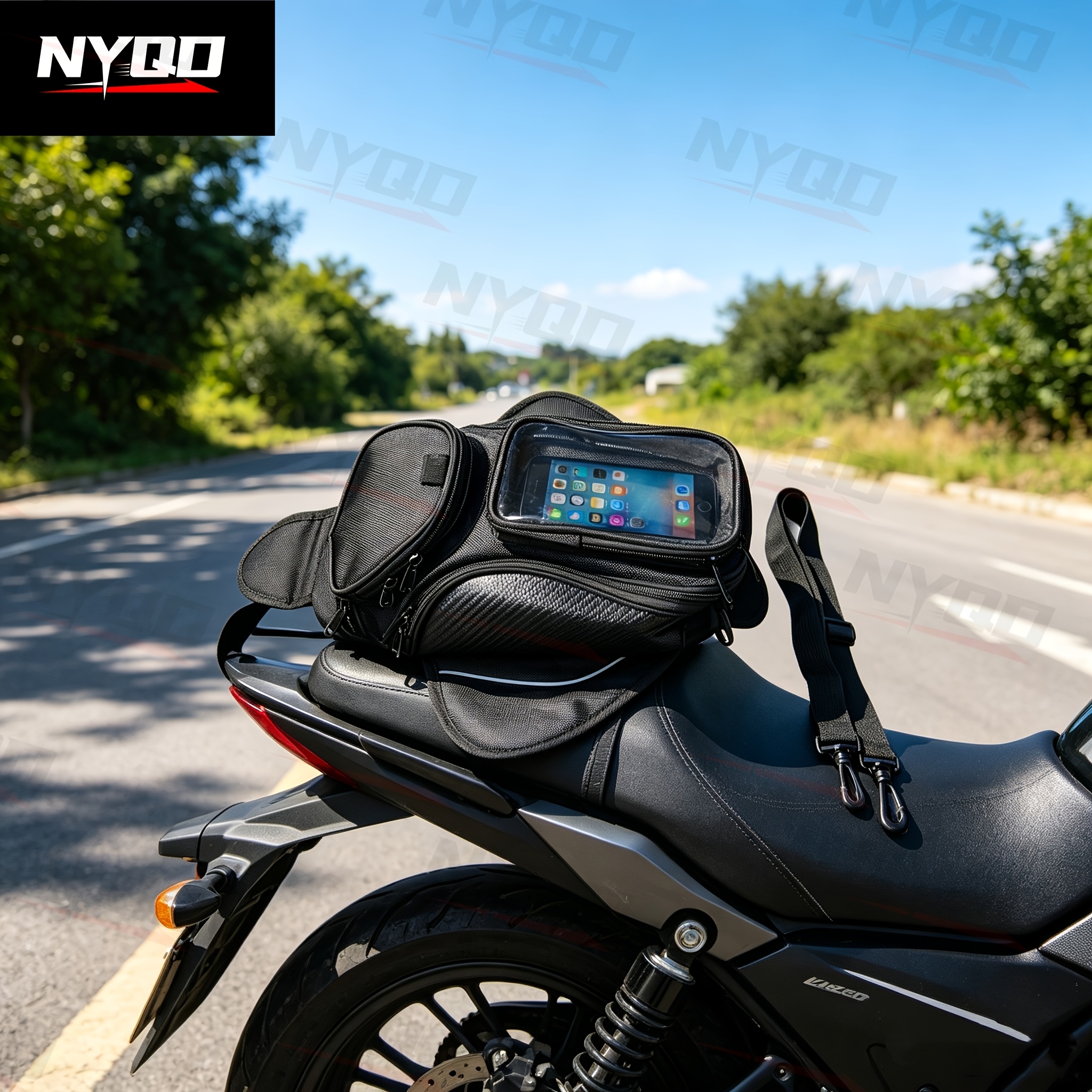 TEMU Magnetic Motorcycle Tank Bag, Touch Screen Phone Storage Bag, Detachable Shoulder Crossbody Riding Bag, Large Screen Cellphone Holder Pouch For