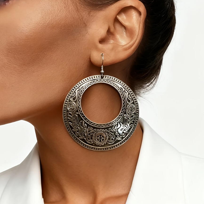 E-shop 1 Paar Bohemian Ethno-Stil Große Runde Leichte Damenohrringe, Ideal für den , Geschenk für Frauen