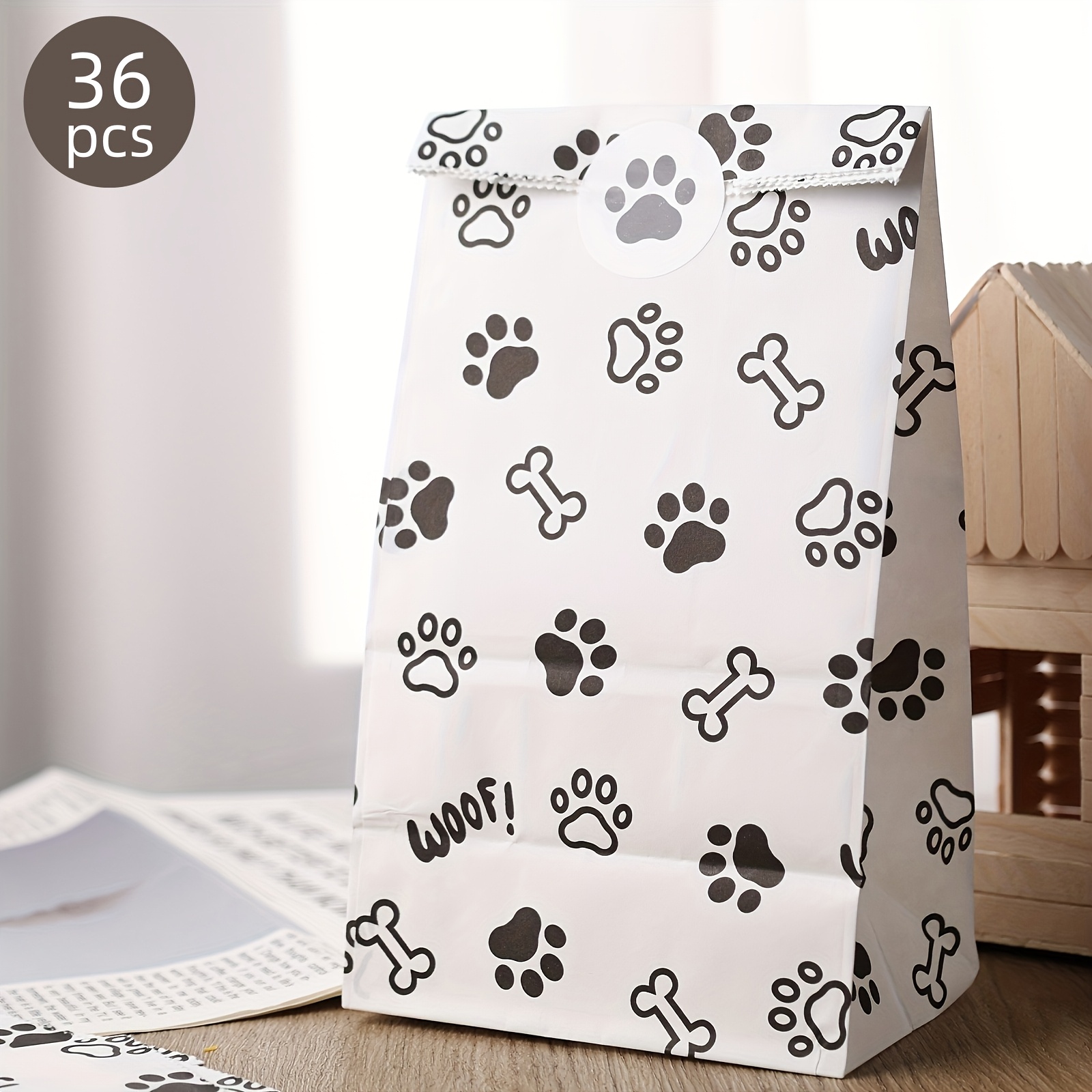 

Paw Print Bags, 36pcs Black Paw Party Favors Bags Paw Print Gift Bags For Baby Shower Birthday Party 4.7"x 3.1"x 8.7