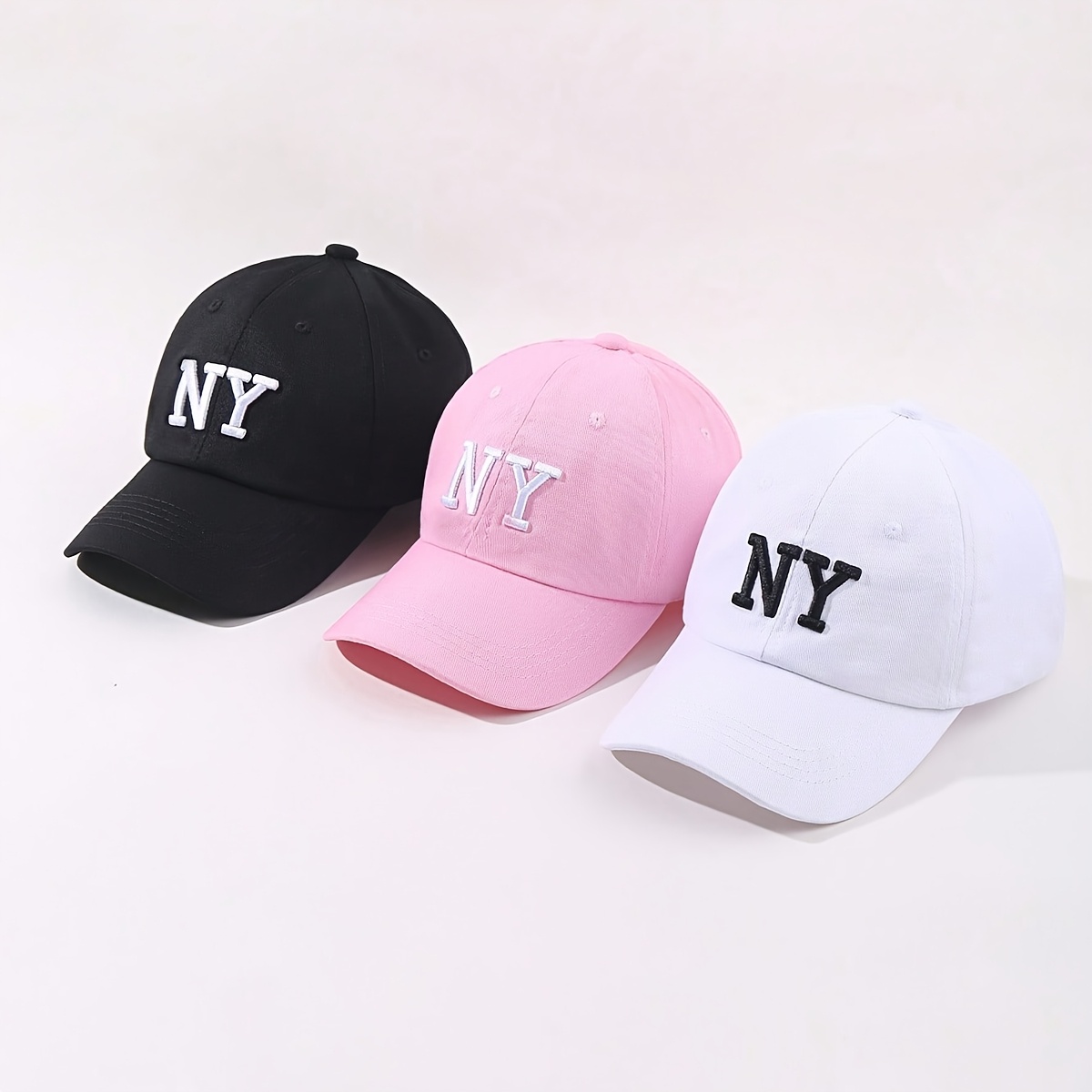 E-shop 3er-Set Damen Streetstyle Modische Baseballkappe mit Stickerei NY Plain, Ideal für atmungsaktive Frühlings-/Sommer-Outfits