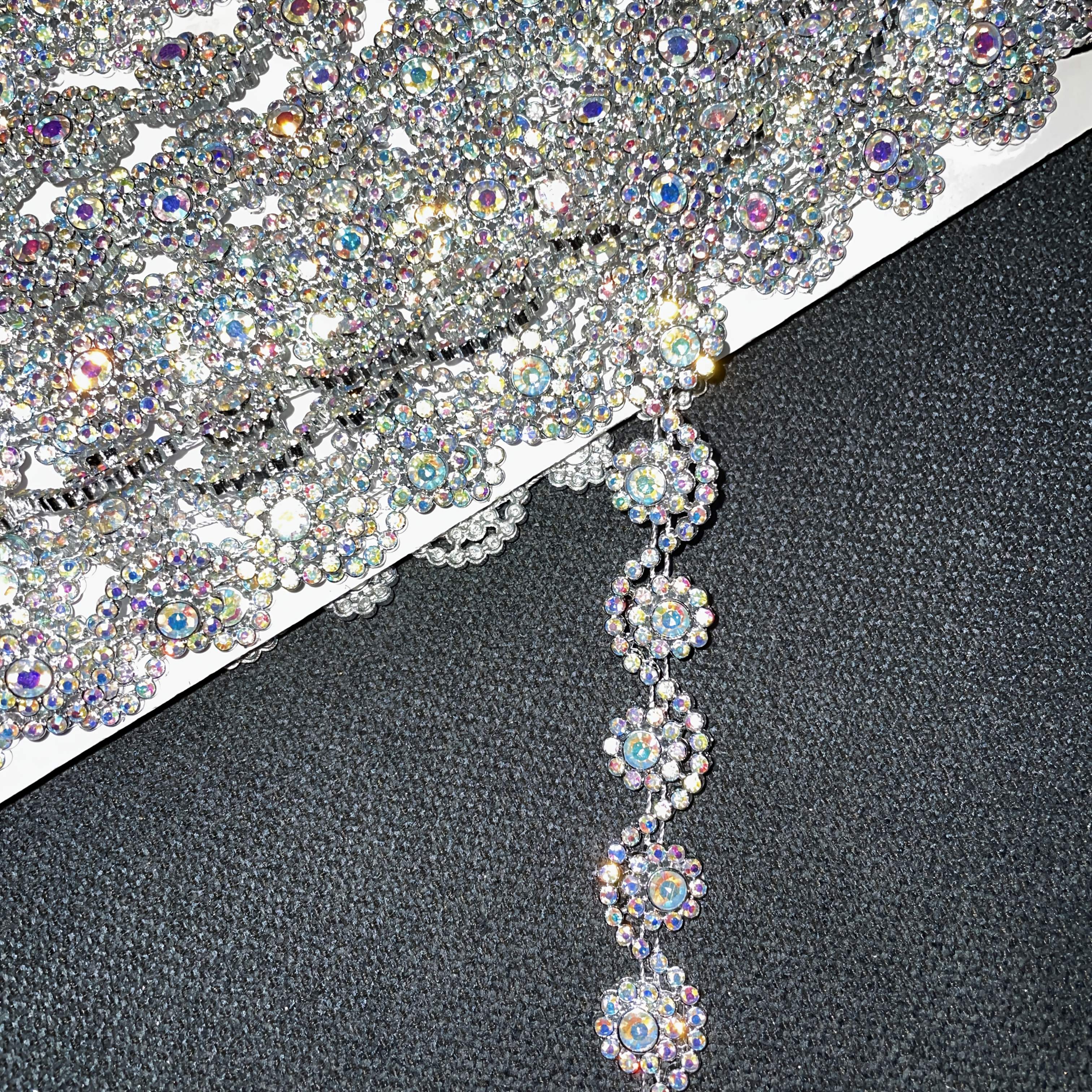 180cm Rhinestone Trim, Rhinestone Inlaid Sparkling, Suitable For Craft Decoration, Wedding Dress Gown Decoration, Box Packaging Embellishment, Hat Decoration, Shoe Decoration, Sewing Lace