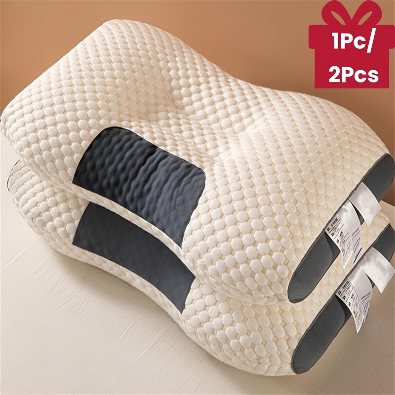 

1pc/2pcs Cervical Spine And Neck Pillow Core, Ergonomic Contoured Support Pillow With Soft And Non-collapsing Design, Breathable Sleeping Pillow For Home