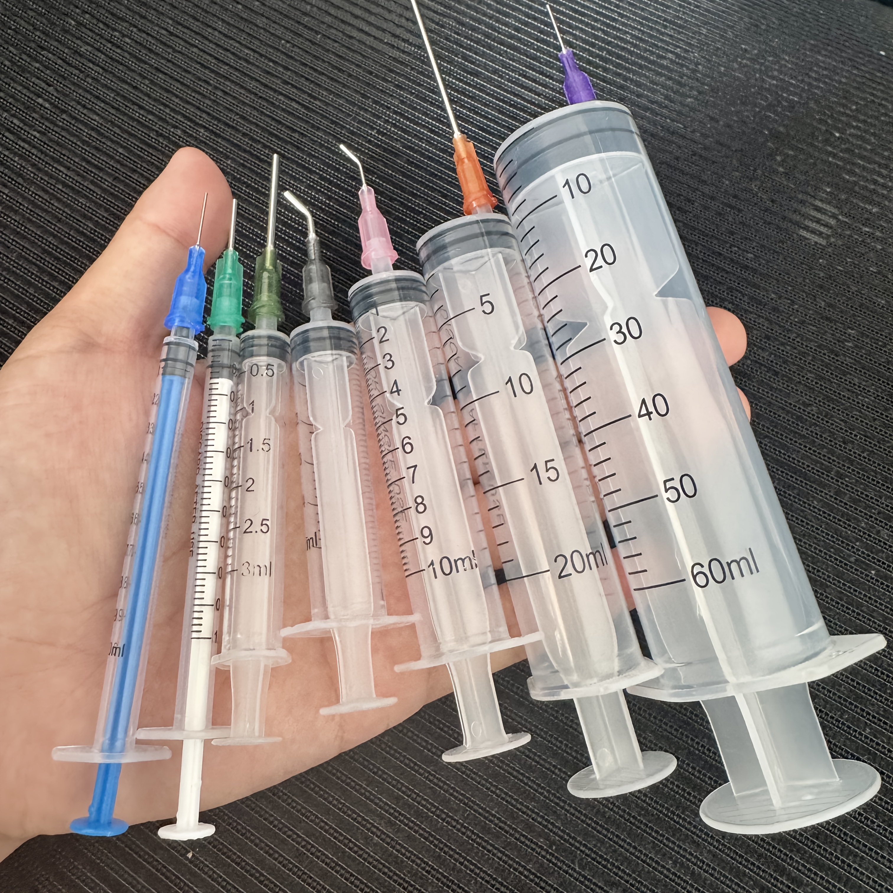 7pcs Syringe Set With Blunt Needles, Sizes: 1ml, 3ml, 5ml, 10ml, 20ml, 60ml, Plastic, For , Measuring, Scientific Laboratory, Plant Watering
