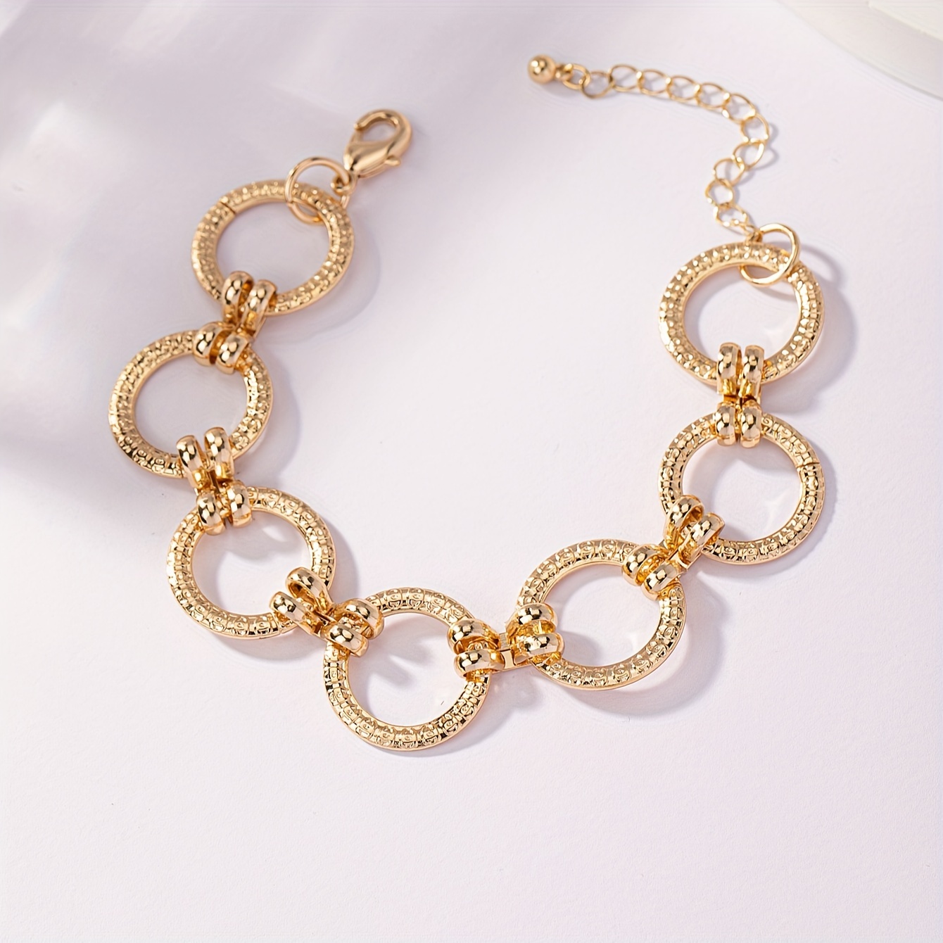 Hollow Circle Dangle Earrings & Bracelet & Necklace Punk Style Set