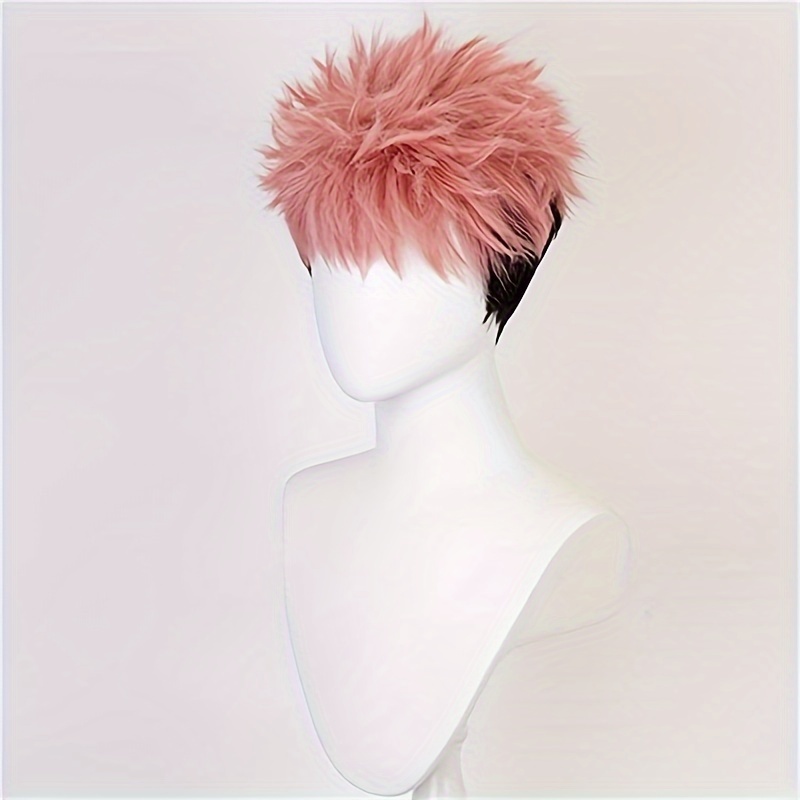 TEMU Anime Cosplay Wig - & Red, Short Straight Style - For Parties And , For Halloween