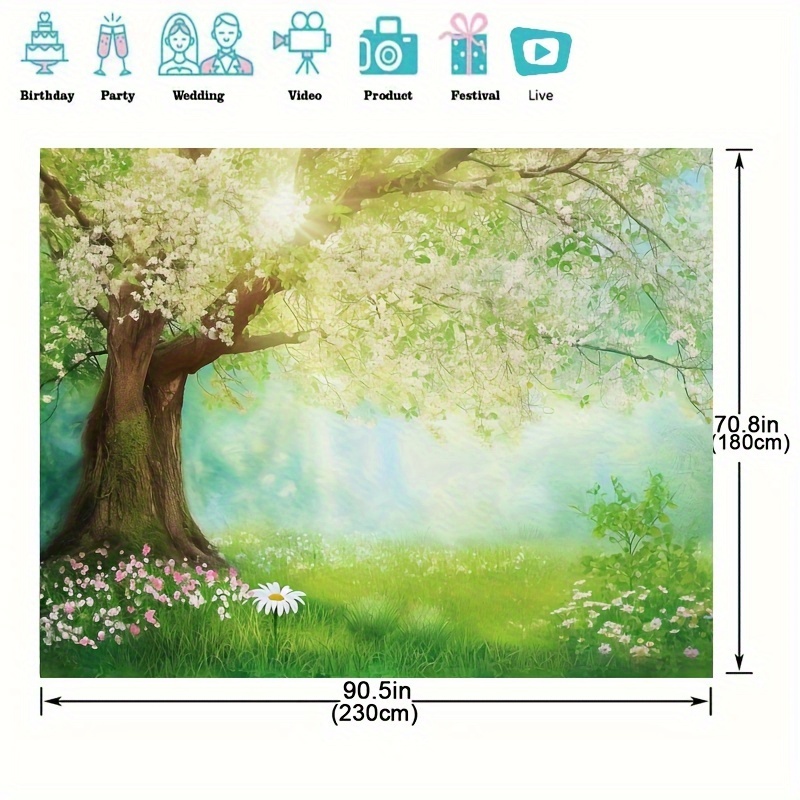 1pc spring photography backdrop easter woodland meadow flower fairy tale under the tree background photography background feet decoration props party photo shoot backdrop party supplies decor mothers day supplies decor