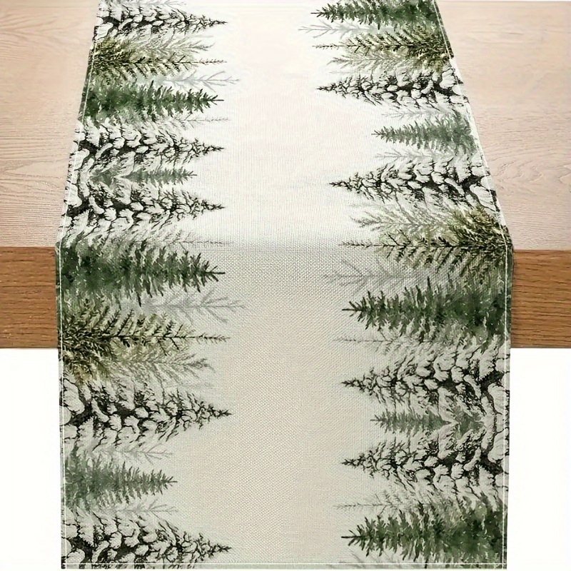 TEMU Christmas Table Runner - Holiday Design, Polyester, Rectangular, Winter Dining & Seasonal Decor