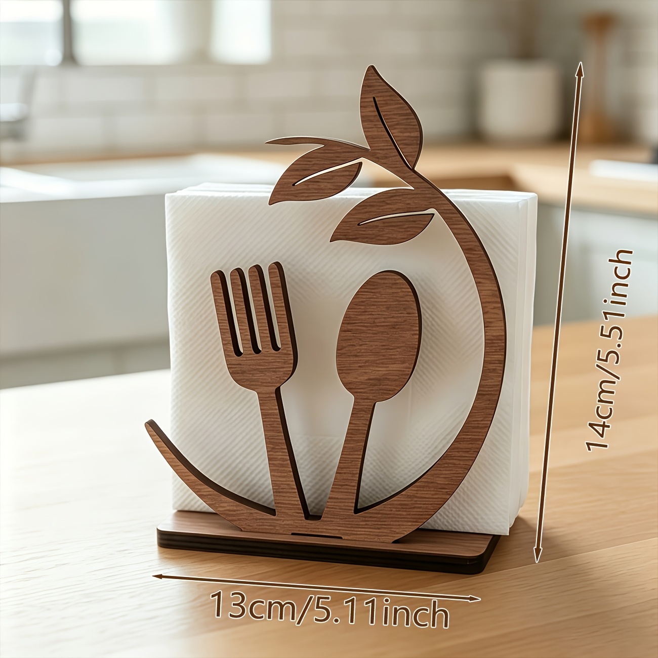 TEMU Wooden Leaf Table Runner Holder, Rustic Wooden Napkin Decor Rack With Leaf Cutout Pattern, Suitable For Kitchen, Dining Room, Cafe, Restaurant,
