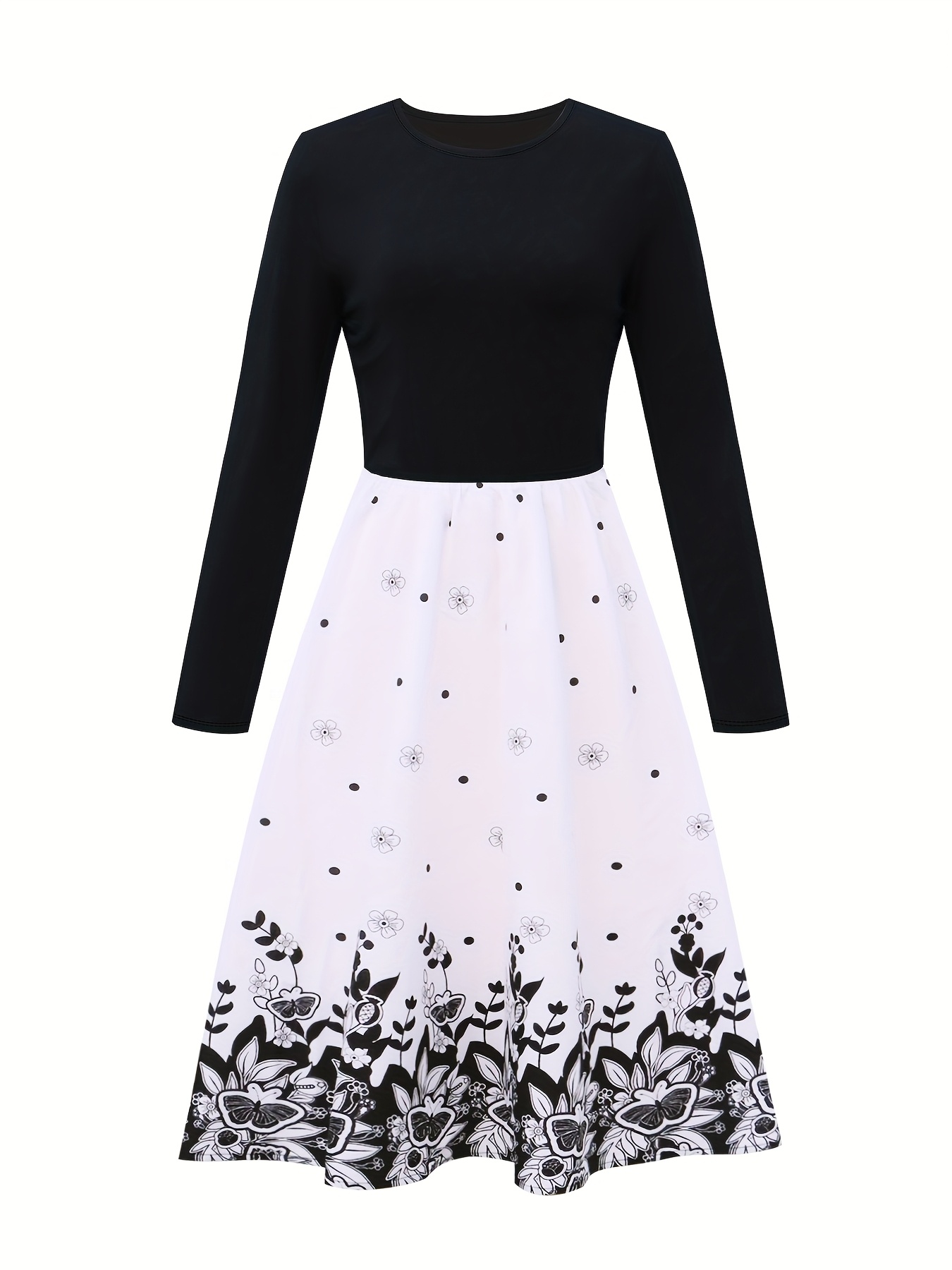 womens elegant floral hem dress flared skirt formal casual - Temu Mauritius