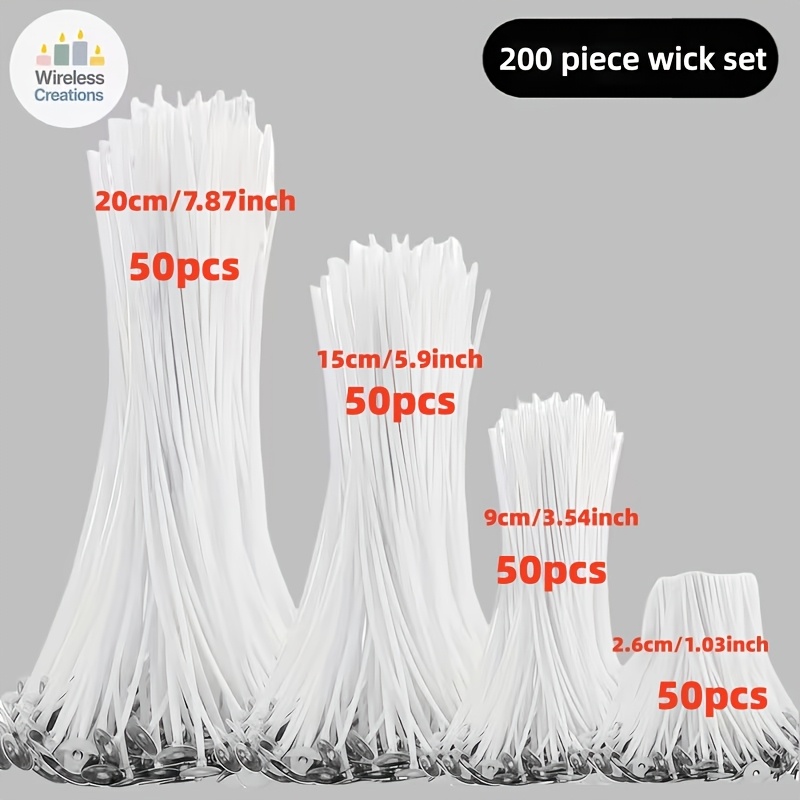 E-shop Brandneues Set mit 200 Dochtstäbchen in vier Größen | 1,03/3,54/5,9/7,87 Zoll (2,6/9/15/20 cm) mit je 50 Stück pro Größe | Verursacht beim