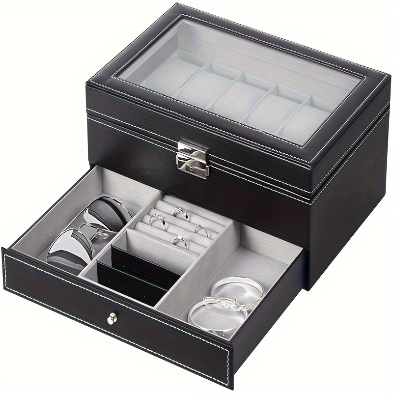 

12 Pu Organizer Case Jewelry Drawer For Watches And Accessories