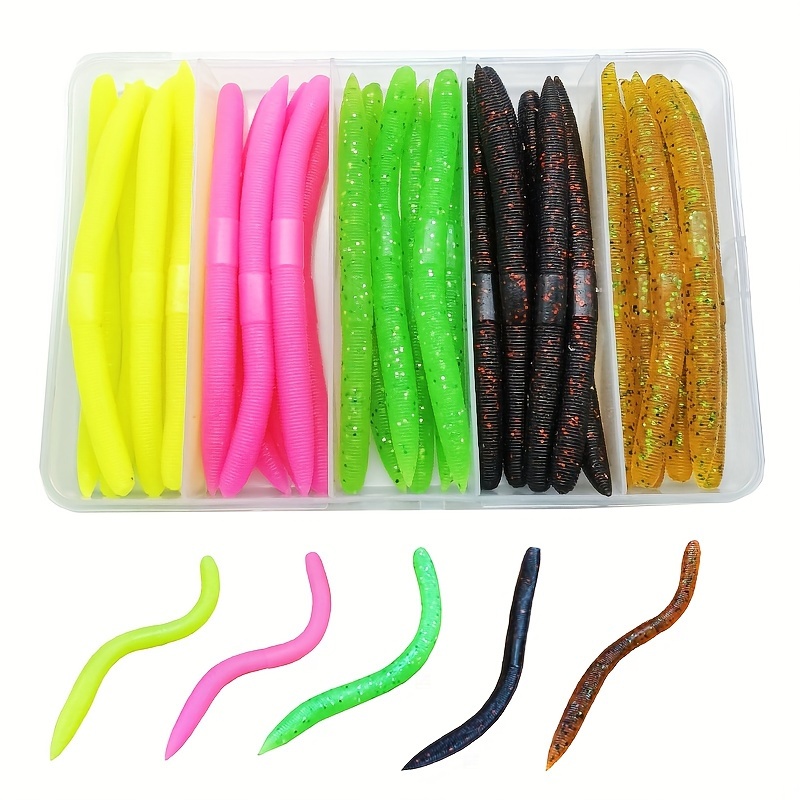 

30 Pack Of Fishing Soft Bait Worms - Artificial Biological Bait For Catching More Fish - Pvc Material, Lead-free