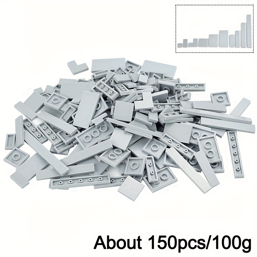 150pcs Bulk Smooth Flat Plate Building Block 1x1 1x2 1x6 Dots Thin Tile Bricks Random Color For Kid Leduo Toy Mixed Particle Compatible Brand
